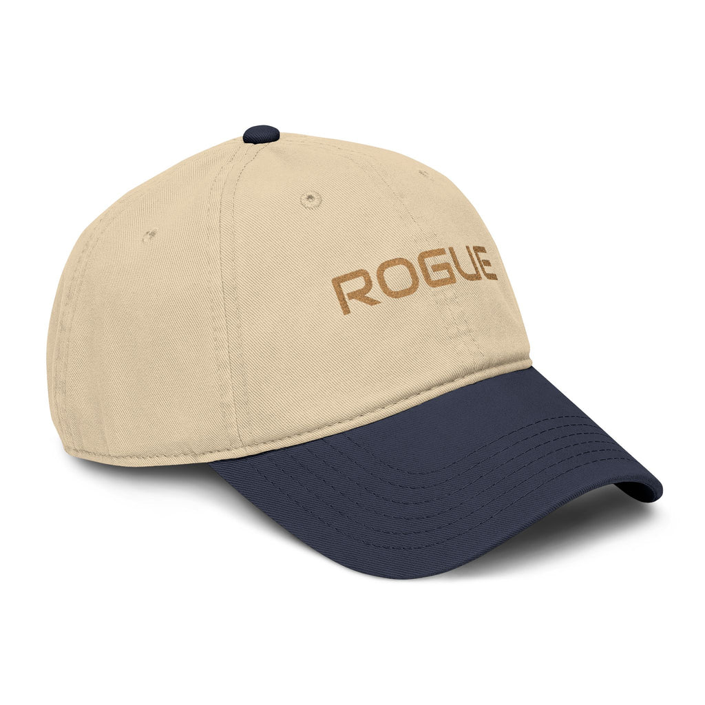 Rogue Embroidered Washed Baseball Cap — Vintage Gray Dad Hat with Gold Stitching