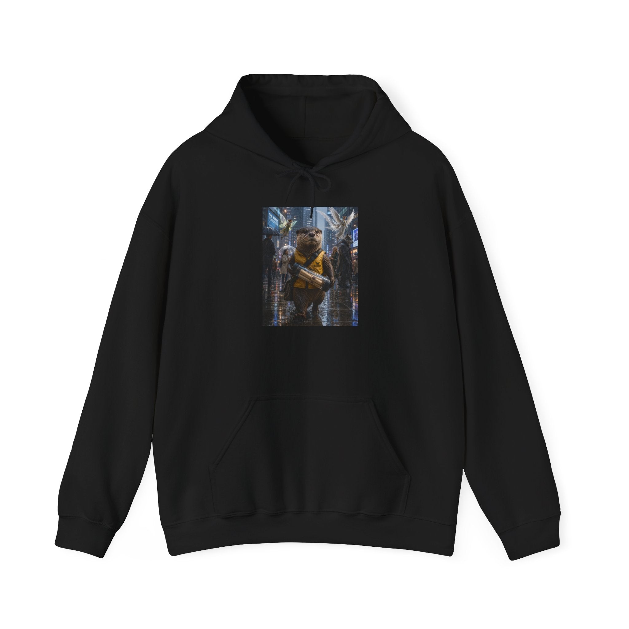 Messenger Otter Hoodie — Urban Wildlife Graphic Sweatshirt