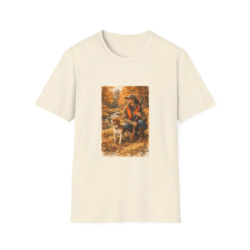 Hunting With Dog Tee — Autumn Camouflage Retriever Forest Shirt