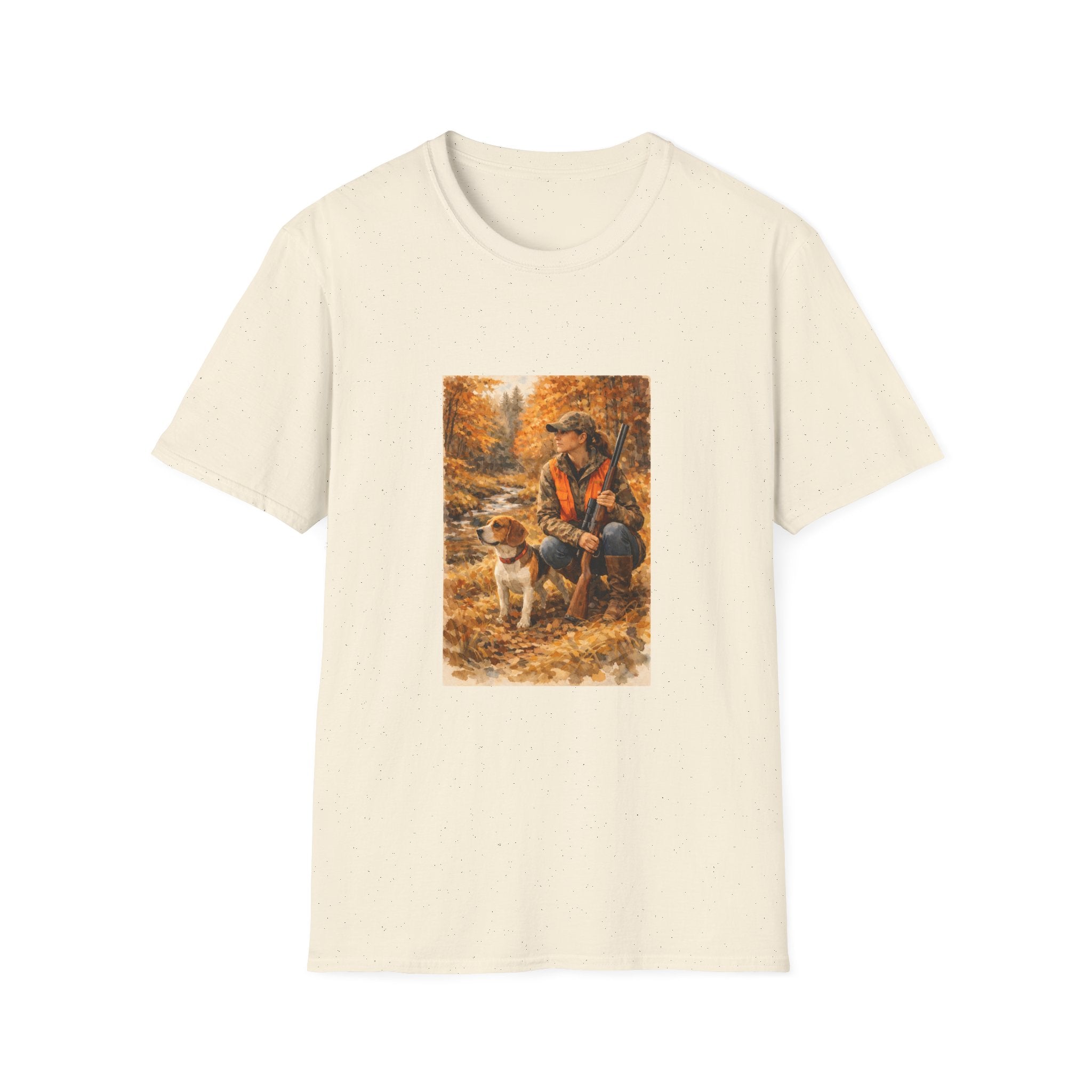Hunting With Dog Tee — Autumn Camouflage Retriever Forest Shirt
