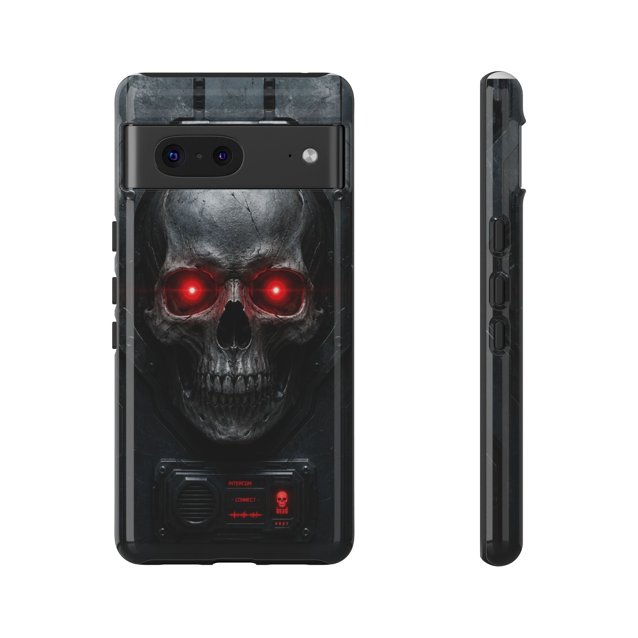 Skull Sentinel Phone Case — Red-Eyed Tactical Skull Protective Case