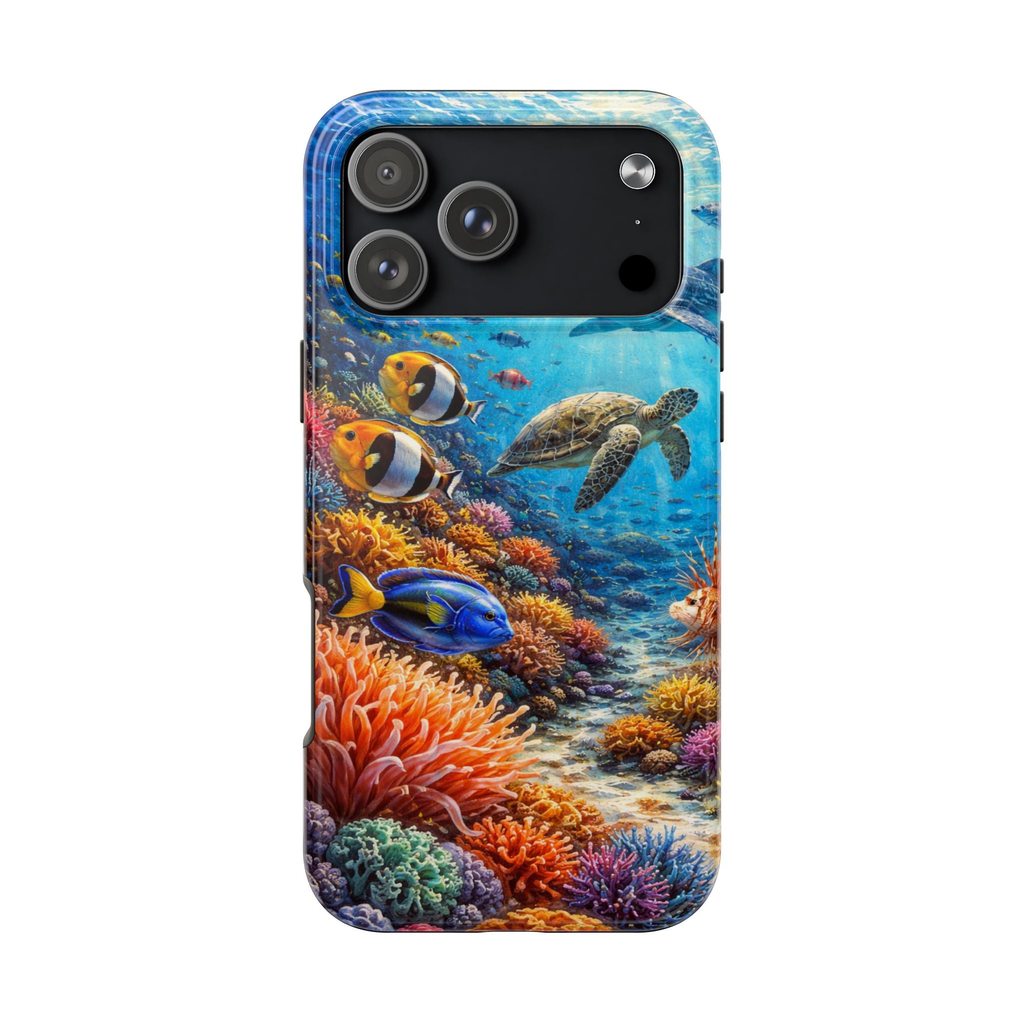 Ocean Reef Tough Phone Case — Colorful Sea Turtle & Tropical Fish Design