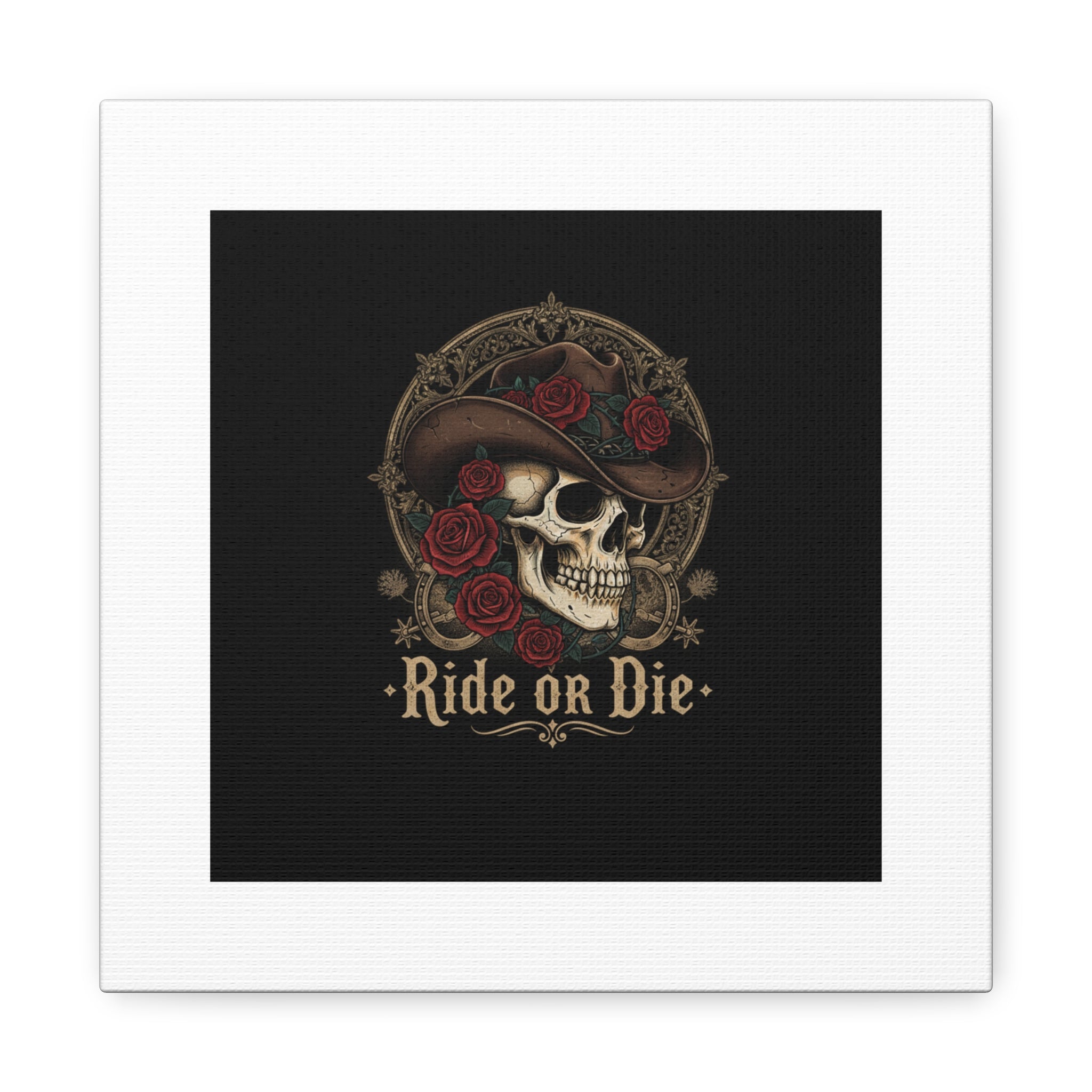 Ride or Die Skull Canvas | Western Skull Art, Gothic Americana