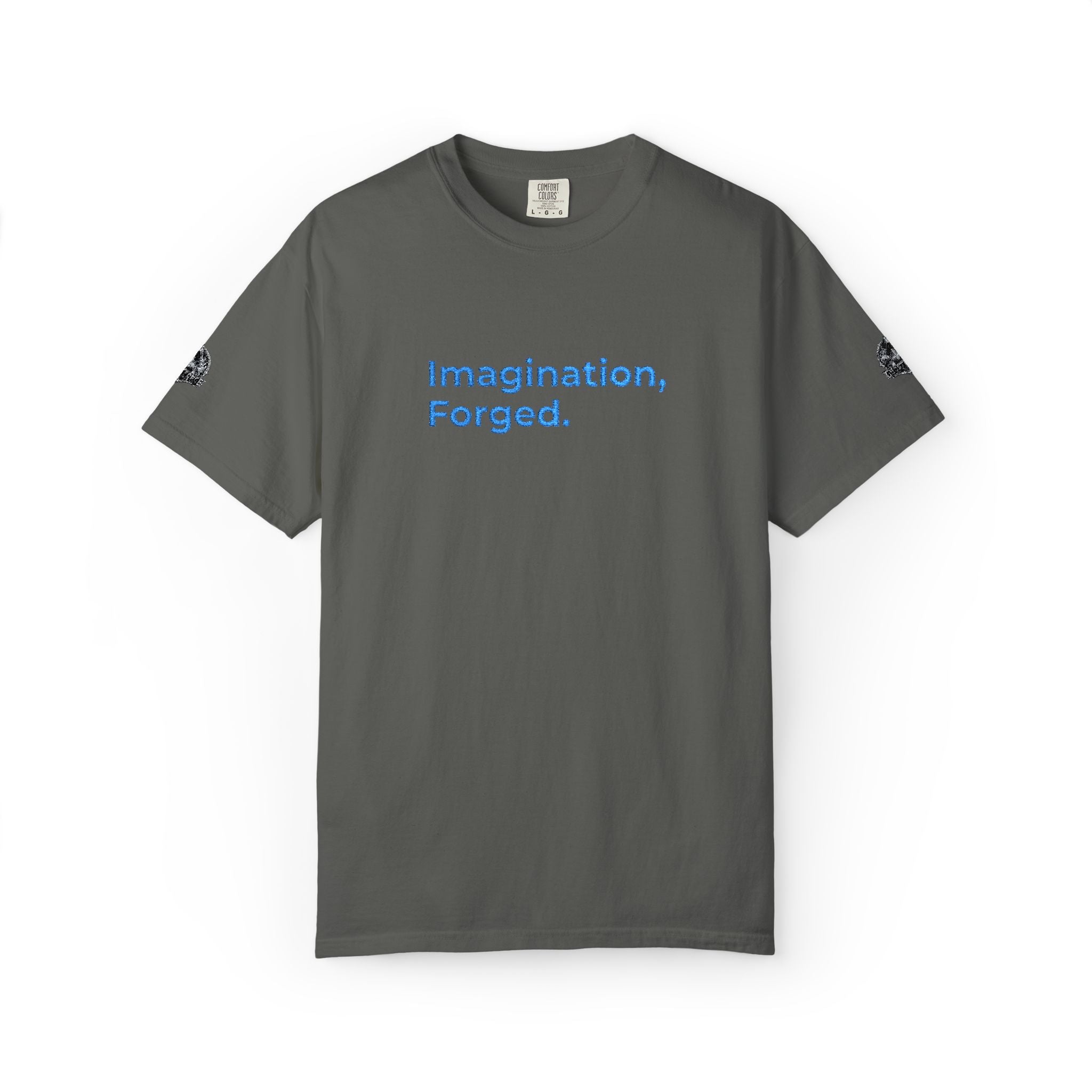 Premium Edition Imagination, Forged. Embroidered Tee — Graphic Garment-Dyed T-Shirt