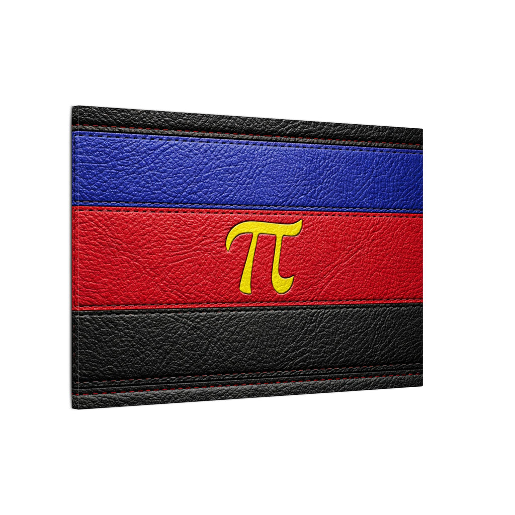 Polyamorous Symbol Leather Flag Canvas Print — Blue & Red Striped Matte Wall Art