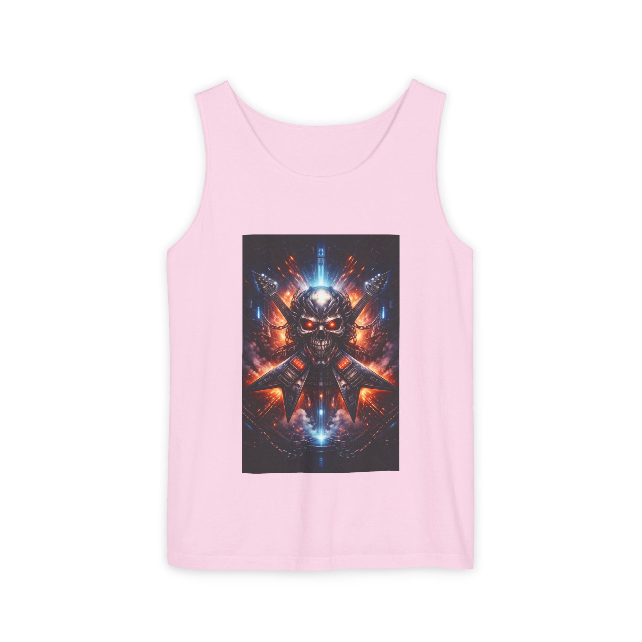 Skull Cyberpunk Tank Top — Neon Sci‑Fi Demon Graphic