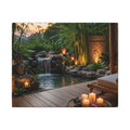 Zen Spa Retreat Canvas — Tranquil Bamboo Waterfall Wall Art
