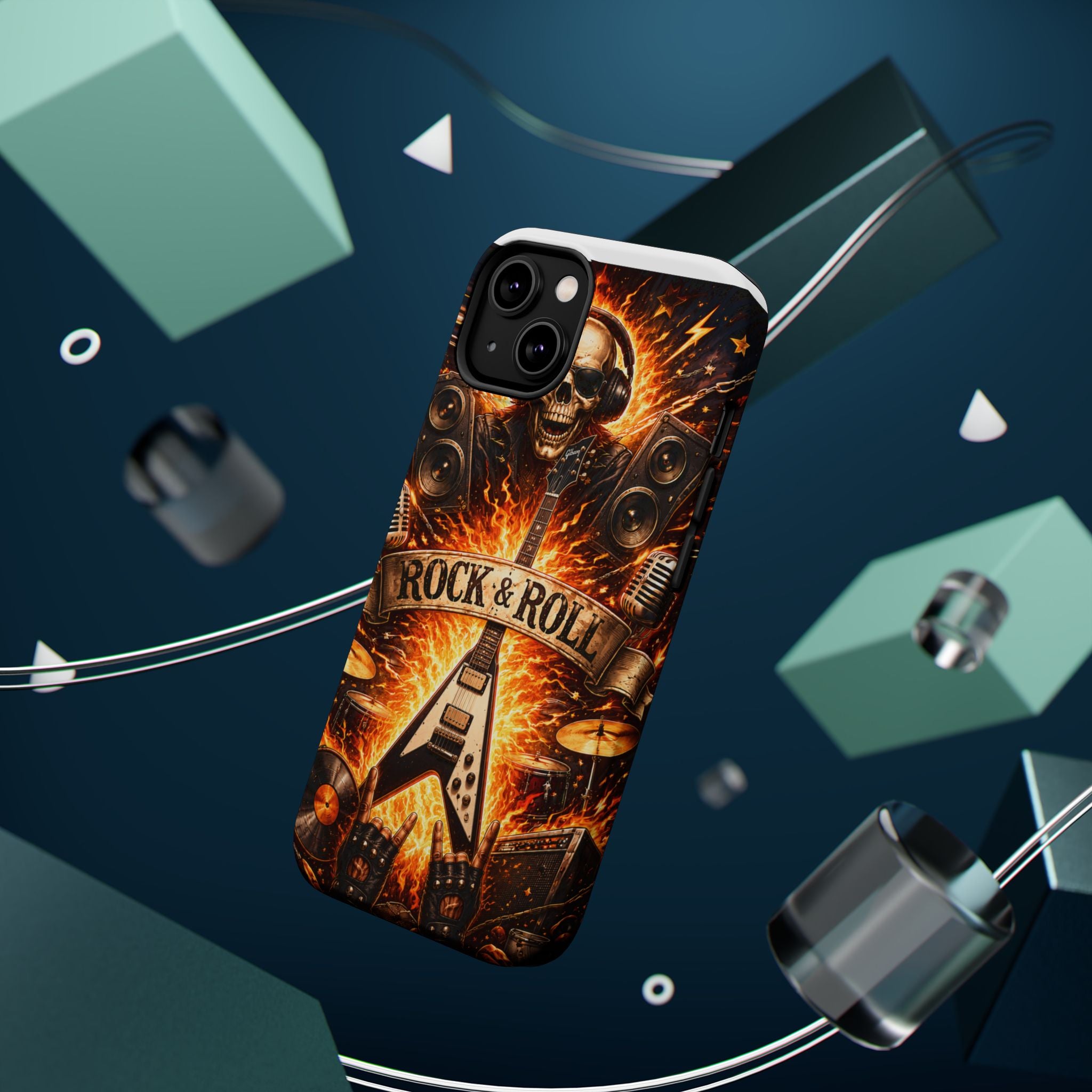 Rock & Roll Skull Guitar Phone Case — Magnetic Impact-Resistant