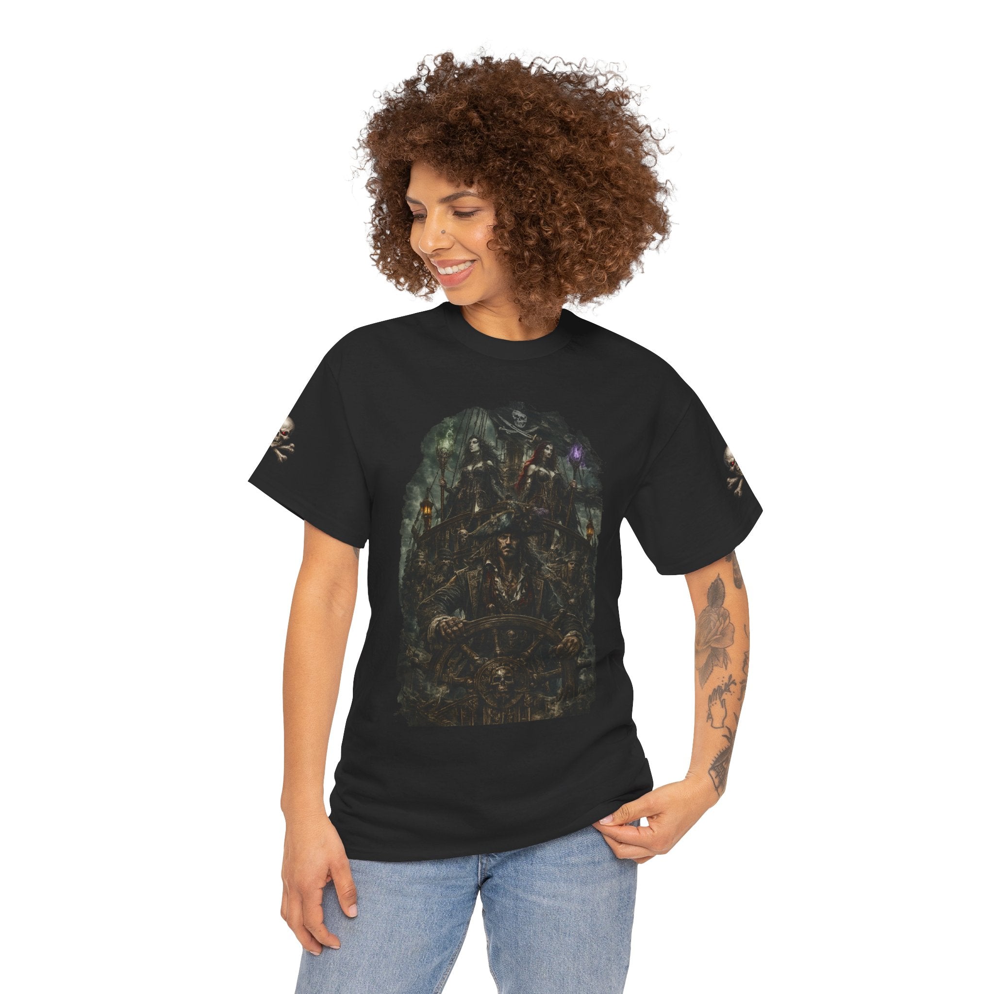 Premium Dark Pirate Mutineer T-Shirt — Dark Skull & Nautical Gothic Graphic Tee
