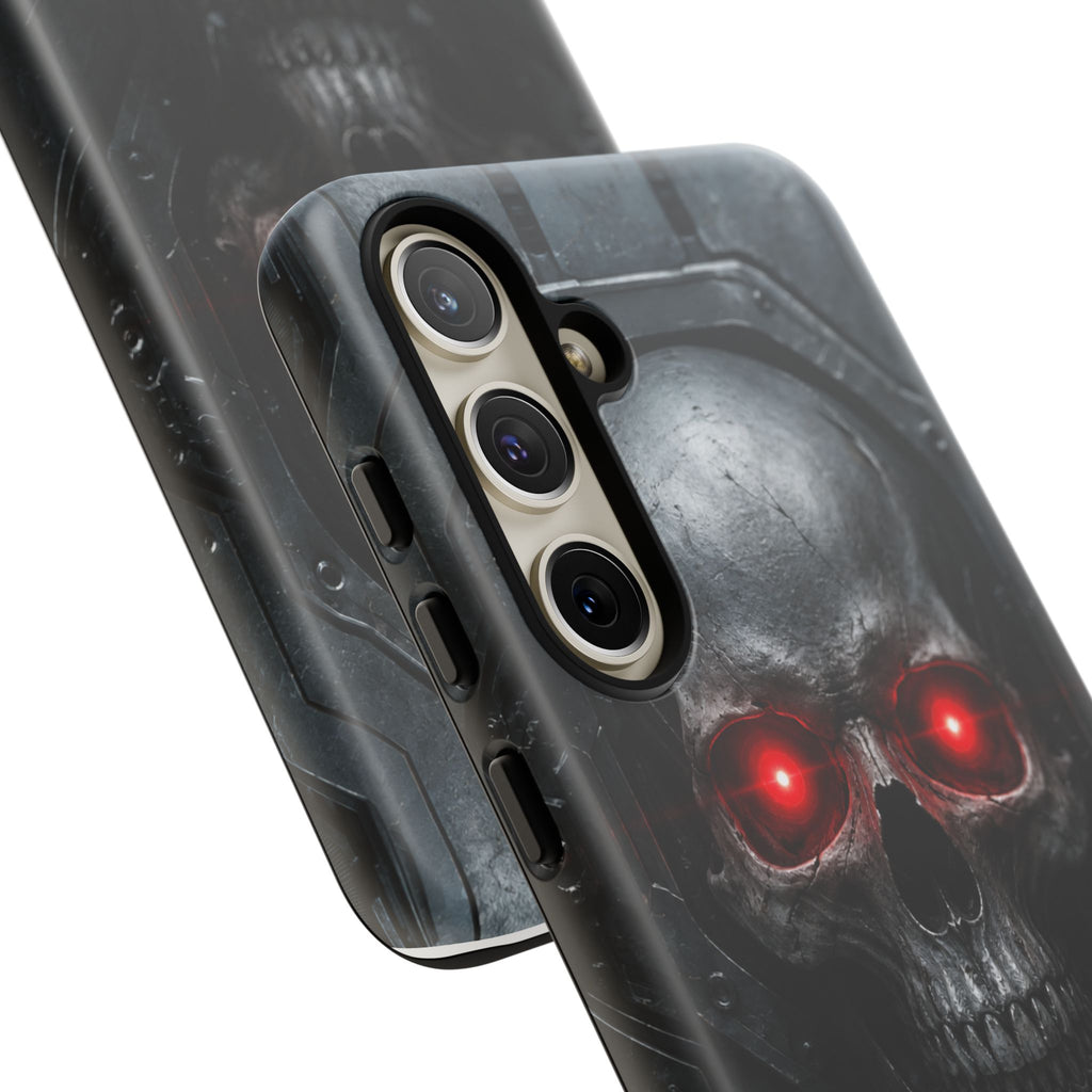 Skull Sentinel Phone Case — Red-Eyed Tactical Skull Protective Case
