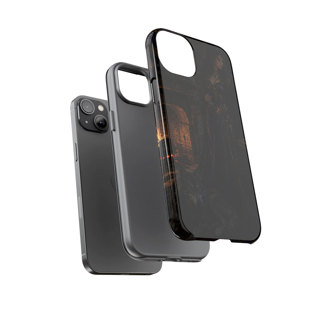 Gothic Witch Phone Case — Dark Fantasy Wolf & Fireplace Tough Case