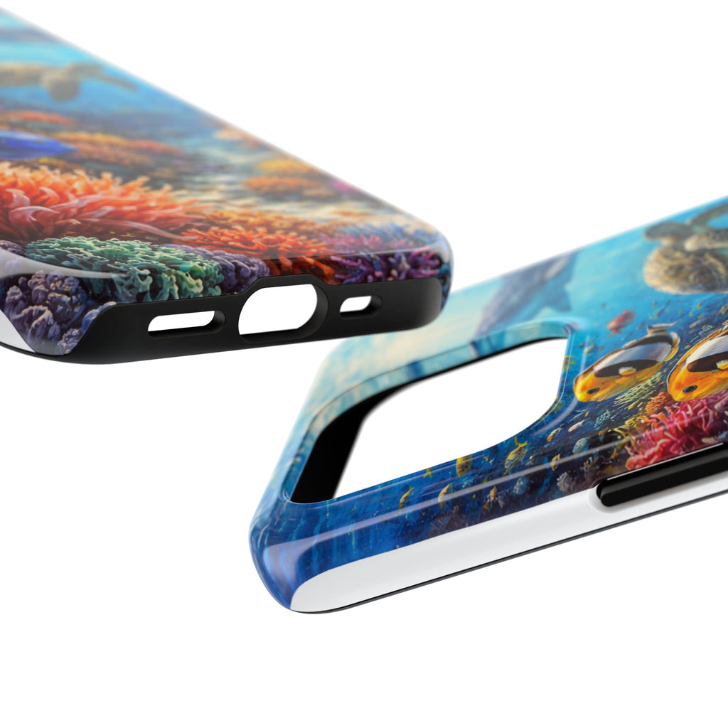 Ocean Reef Tough Phone Case — Colorful Sea Turtle & Tropical Fish Design