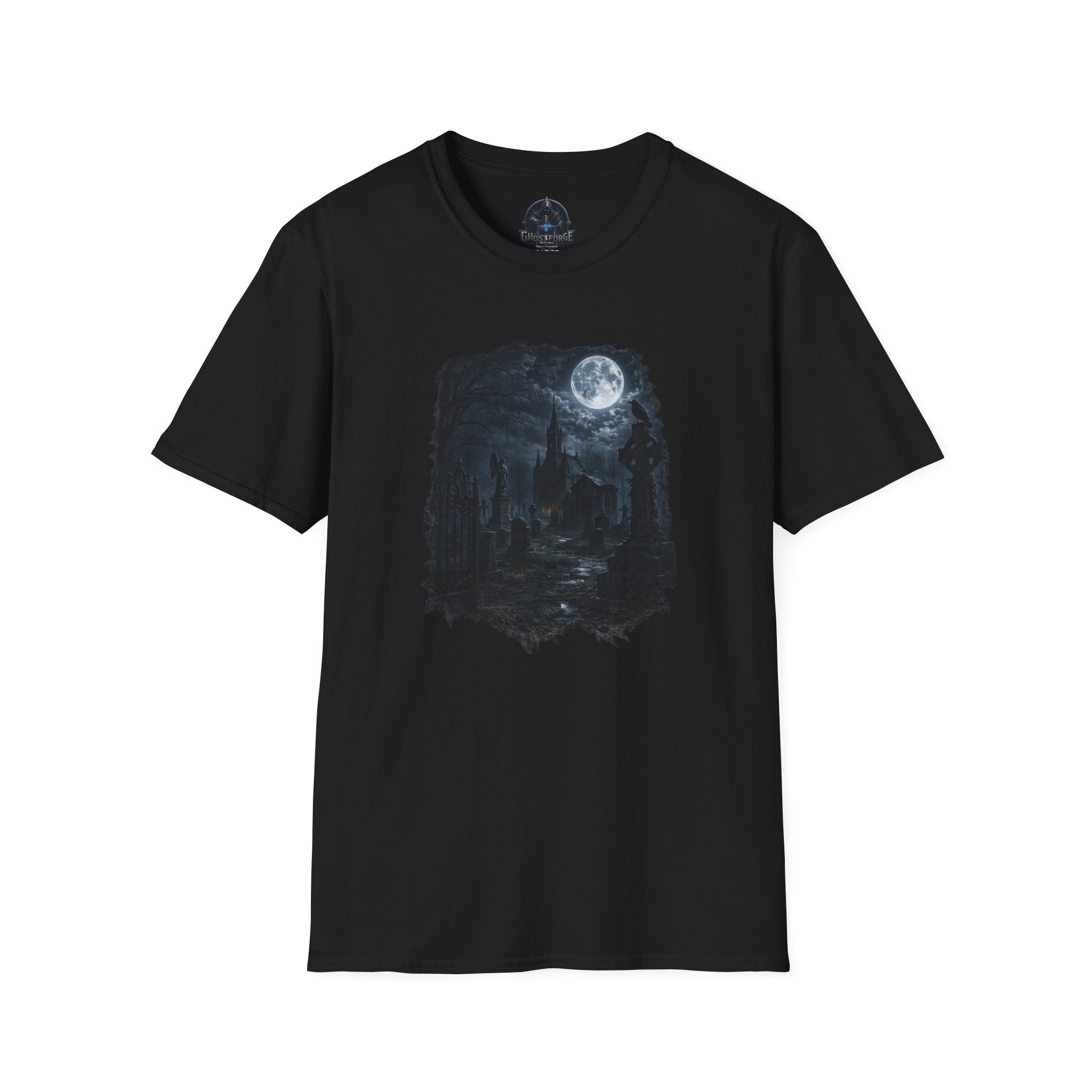 Moonlit Graveyard T‑Shirt — Gothic Night Sky Graphic Tee