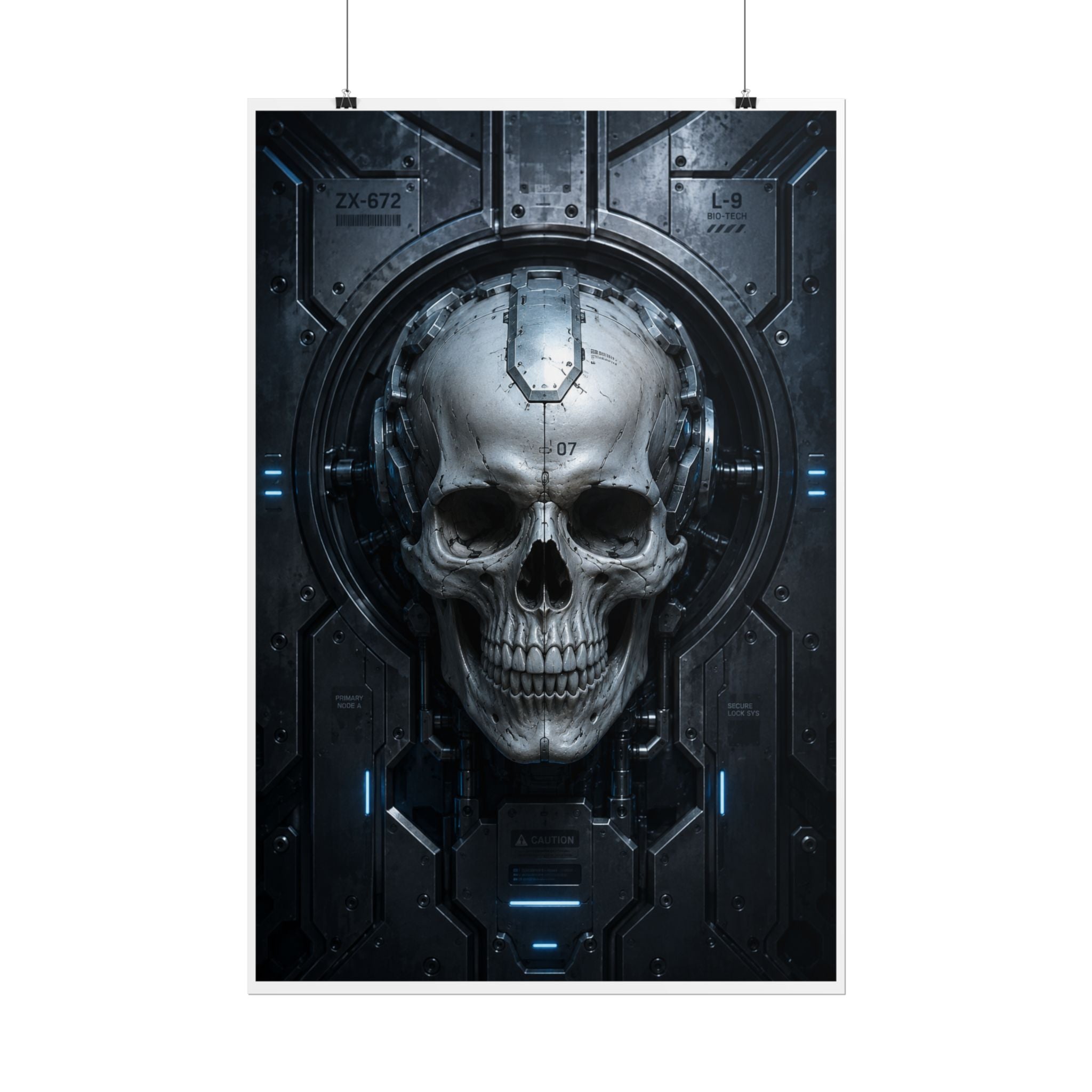 Cyber Skull Poster — Futuristic Sci‑Fi Skull Wall Art (Rolled Poster)