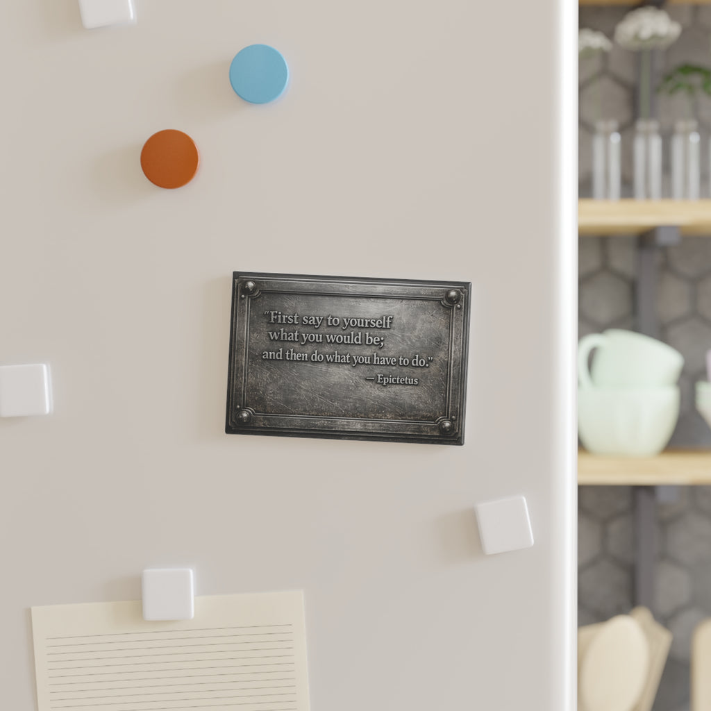 Epictetus Quote Rectangle Magnet — "First say to yourself what you would be" Inspirational Plaque Magnet