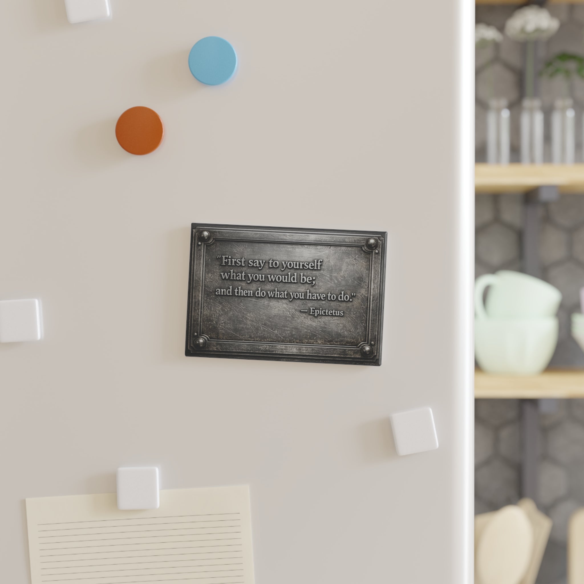 Epictetus Quote Rectangle Magnet — "First say to yourself what you would be" Inspirational Plaque Magnet