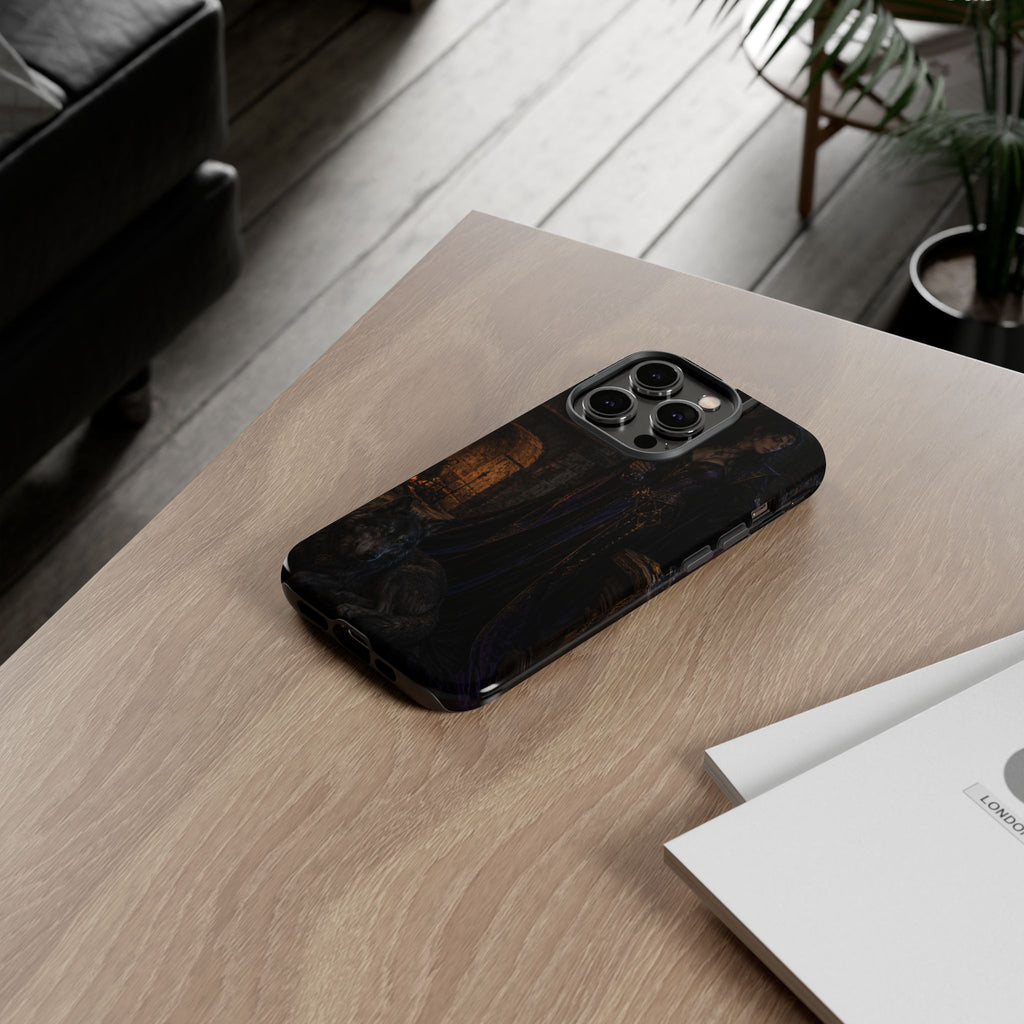 Gothic Witch Phone Case — Dark Fantasy Wolf & Fireplace Tough Case
