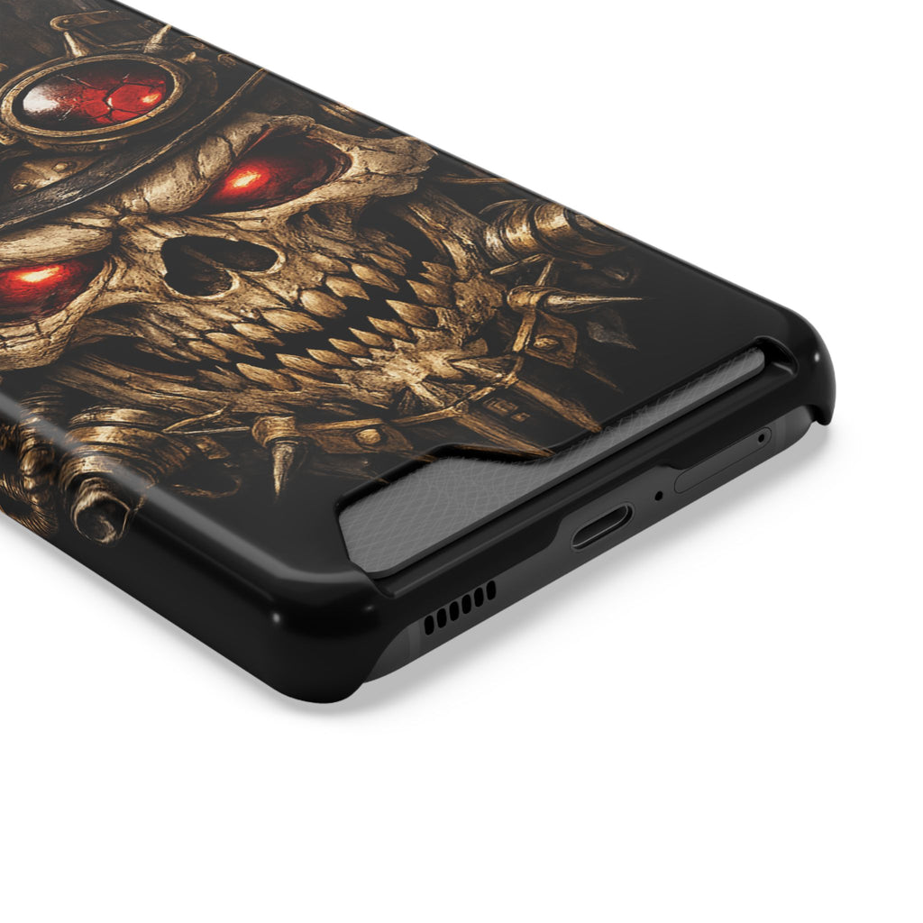 Skull Goggles Card Wallet Phone Case — Steampunk Red-Eye Armor