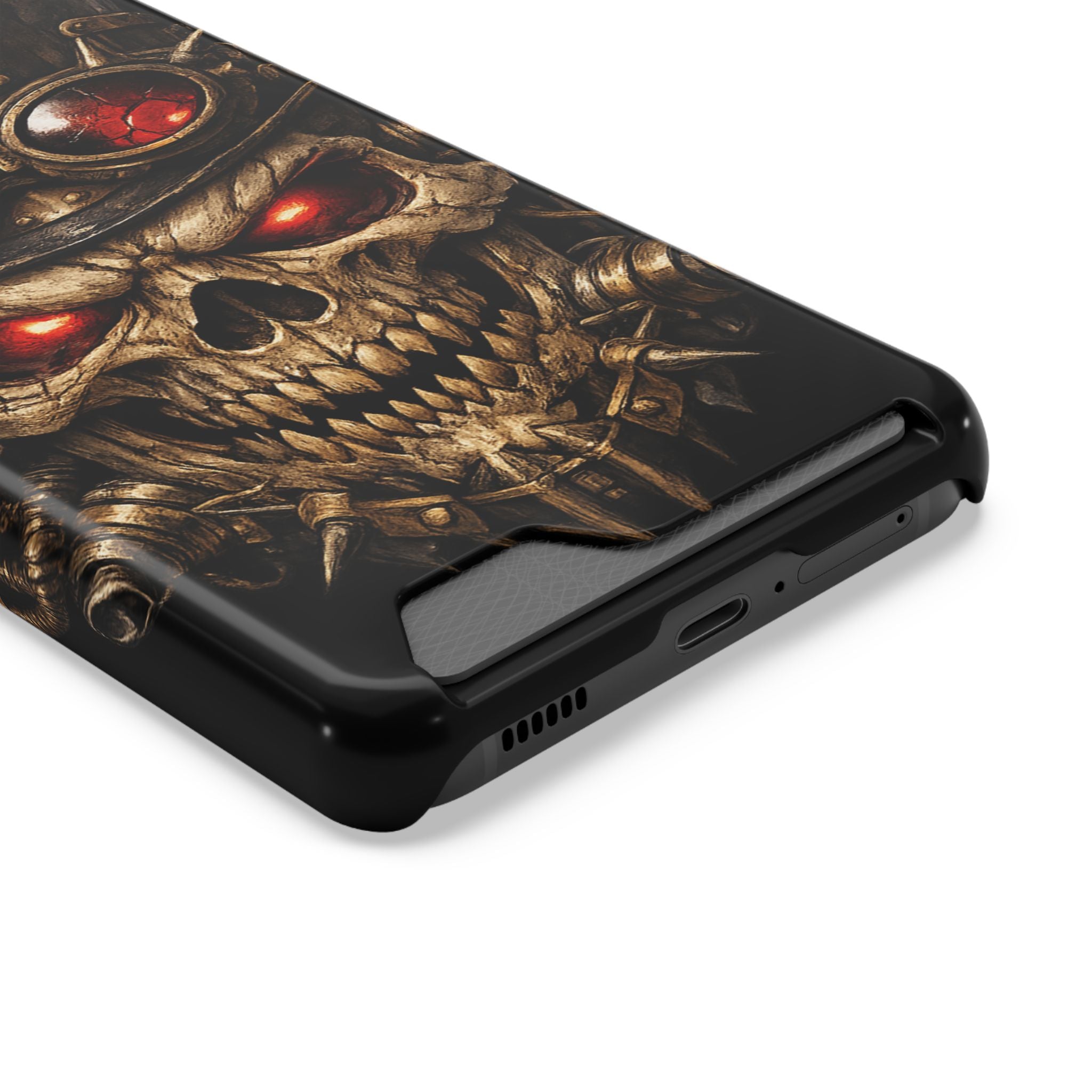 Skull Goggles Card Wallet Phone Case — Steampunk Red-Eye Armor