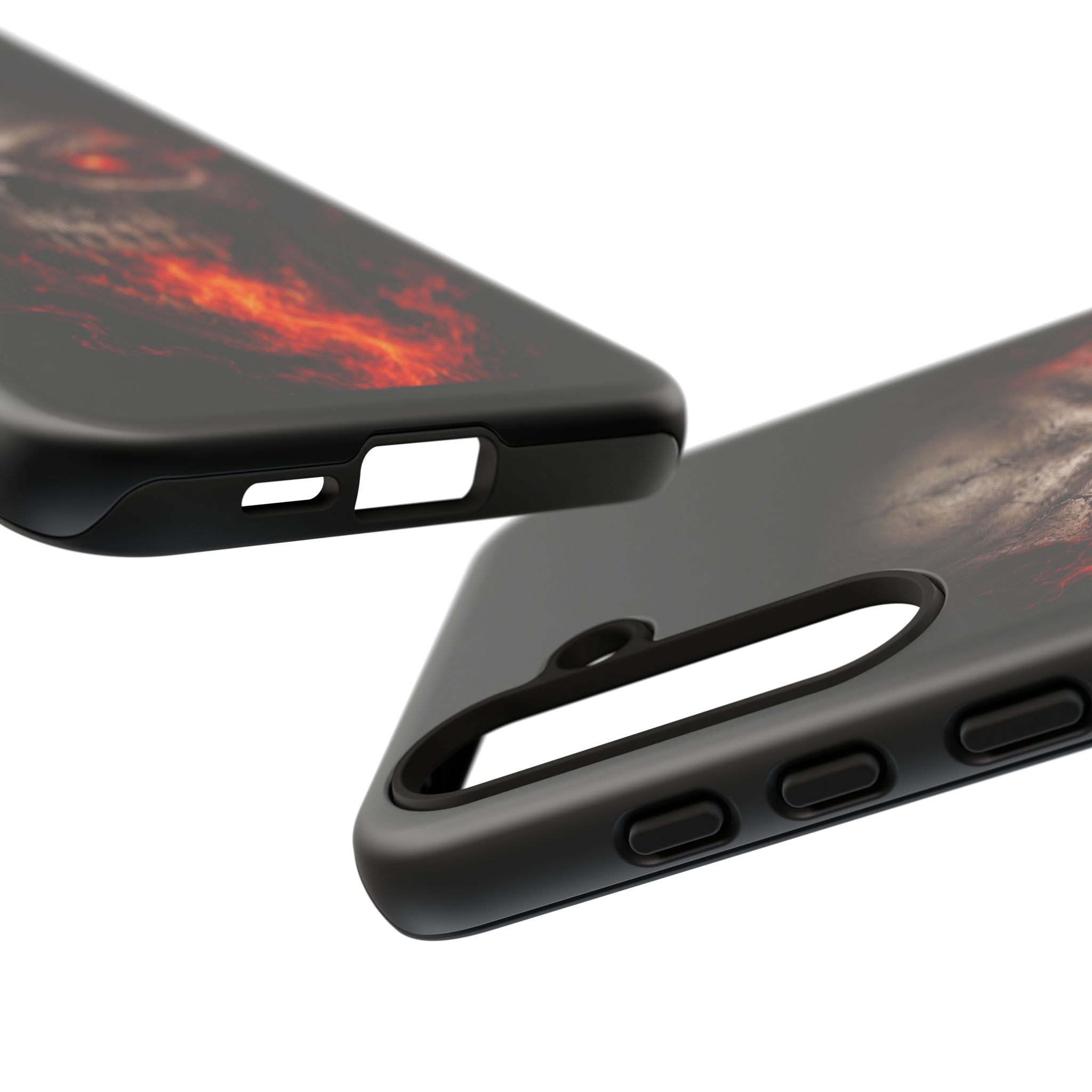 Flaming Skull Tough Case — Heavy-Duty Phone Case with Red-Eye Skull Design