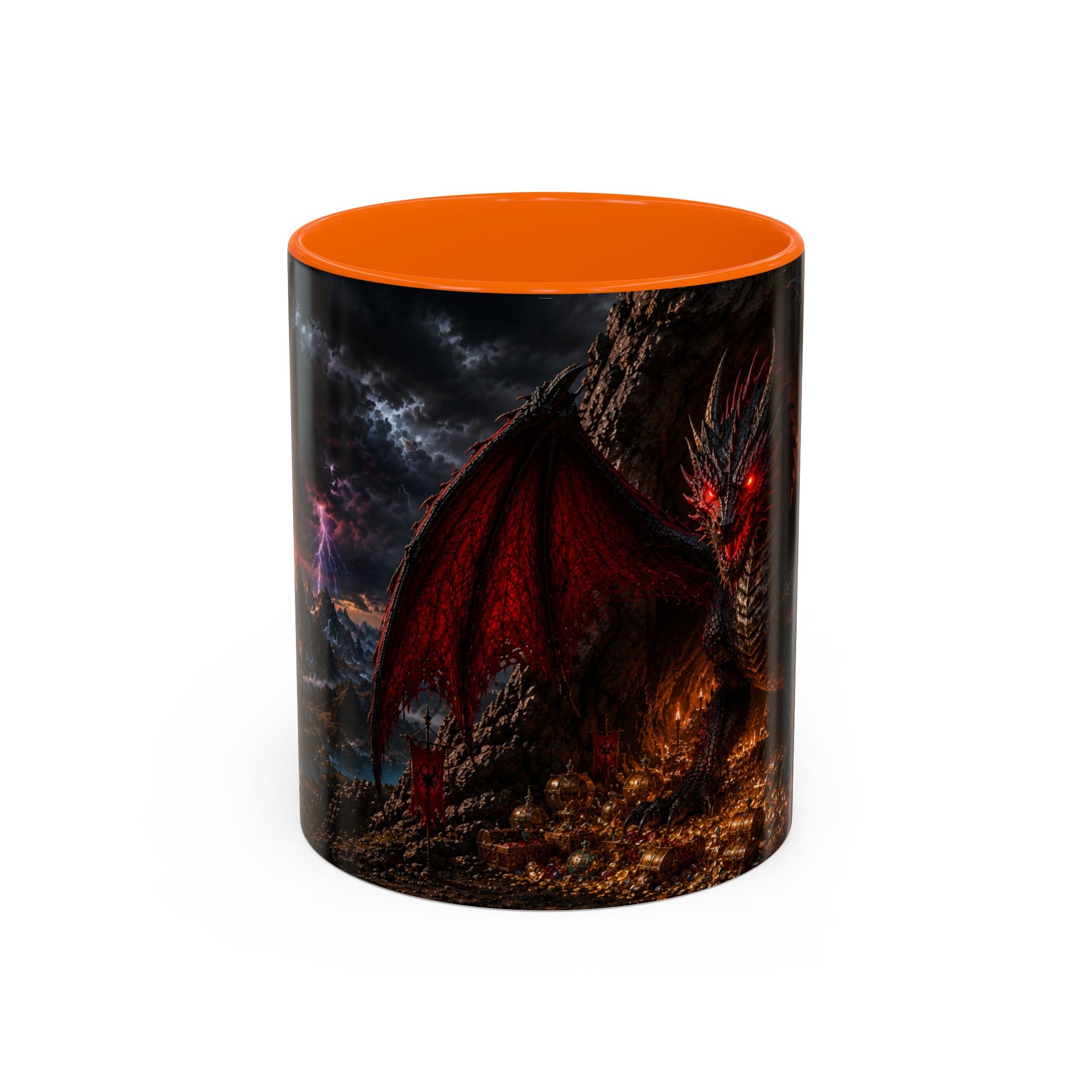 Dragon Coffee Mug — Dark Fantasy Red-Eyed Dragon Accent Mug (11/15oz)