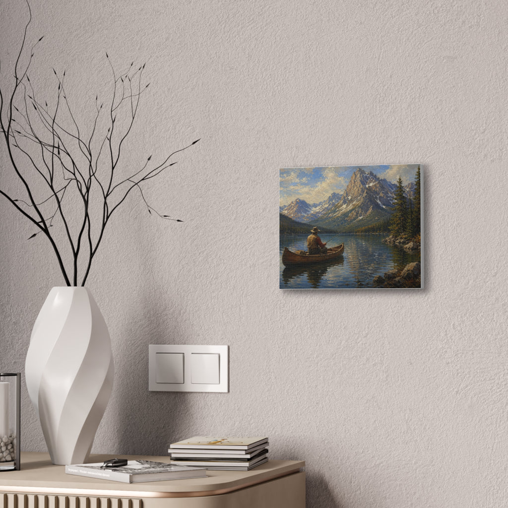 Mountain Lake Canoe Canvas Print