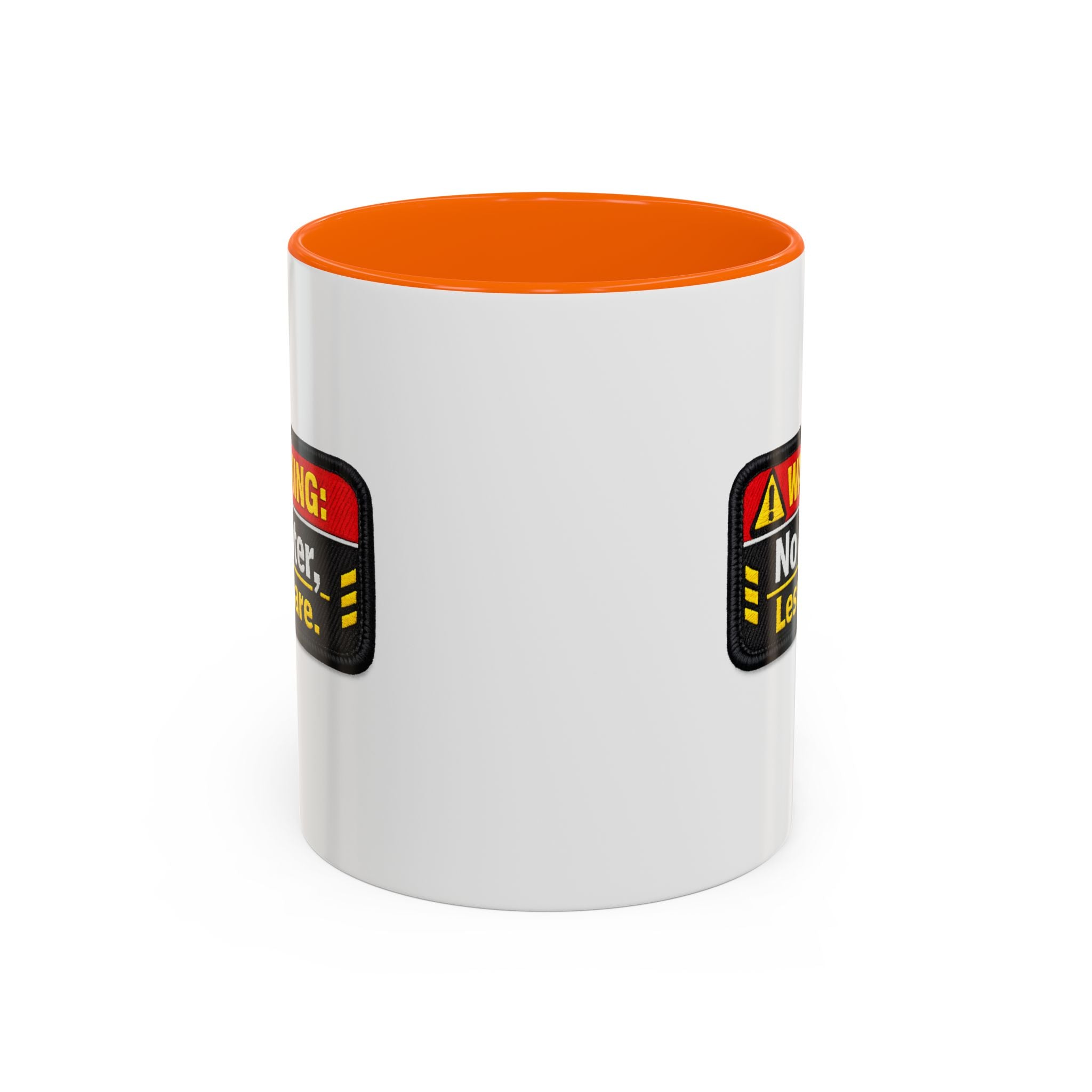Coffee Mug — "Warning: No Filter, Less Care" Accent Ceramic Mug