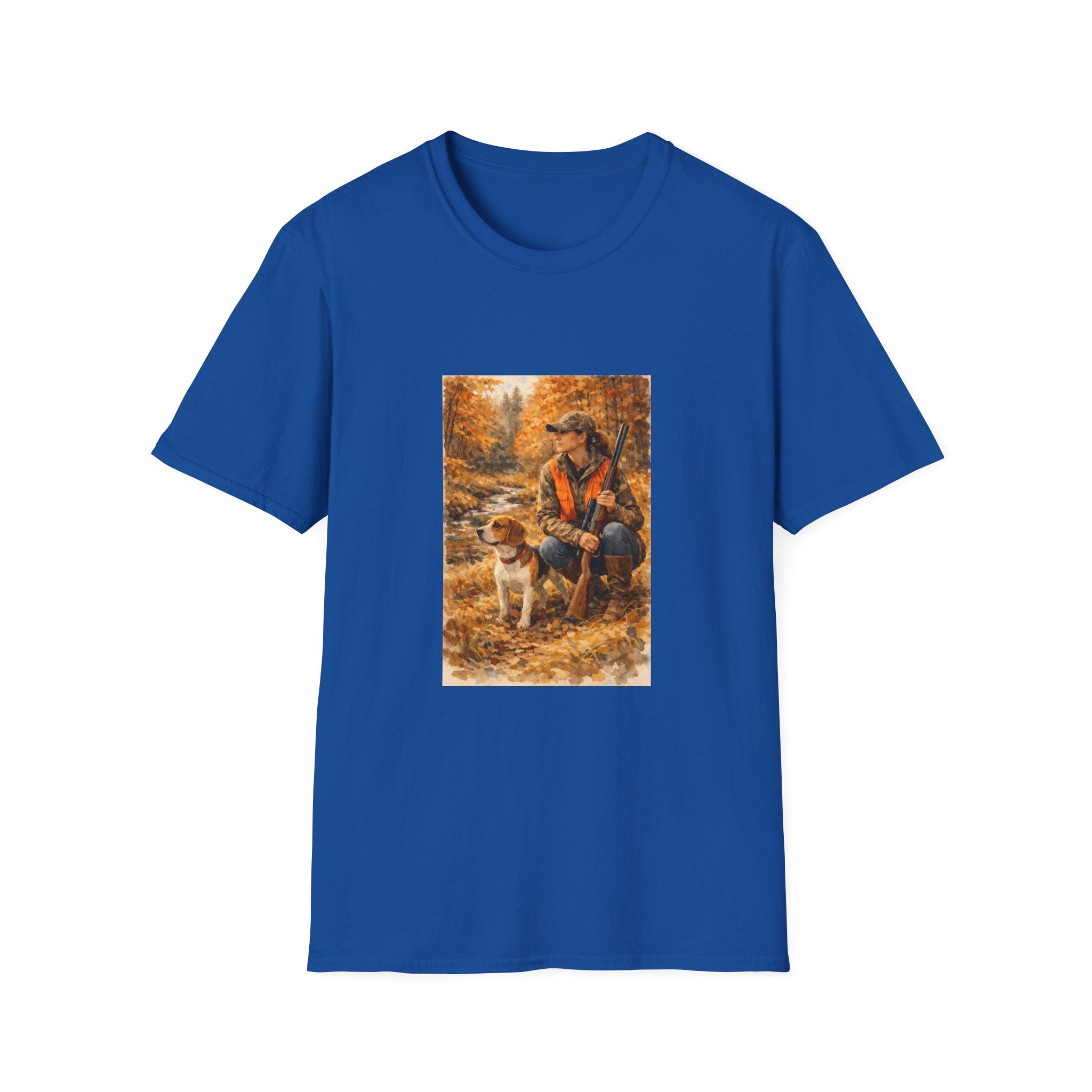 Hunting With Dog Tee — Autumn Camouflage Retriever Forest Shirt