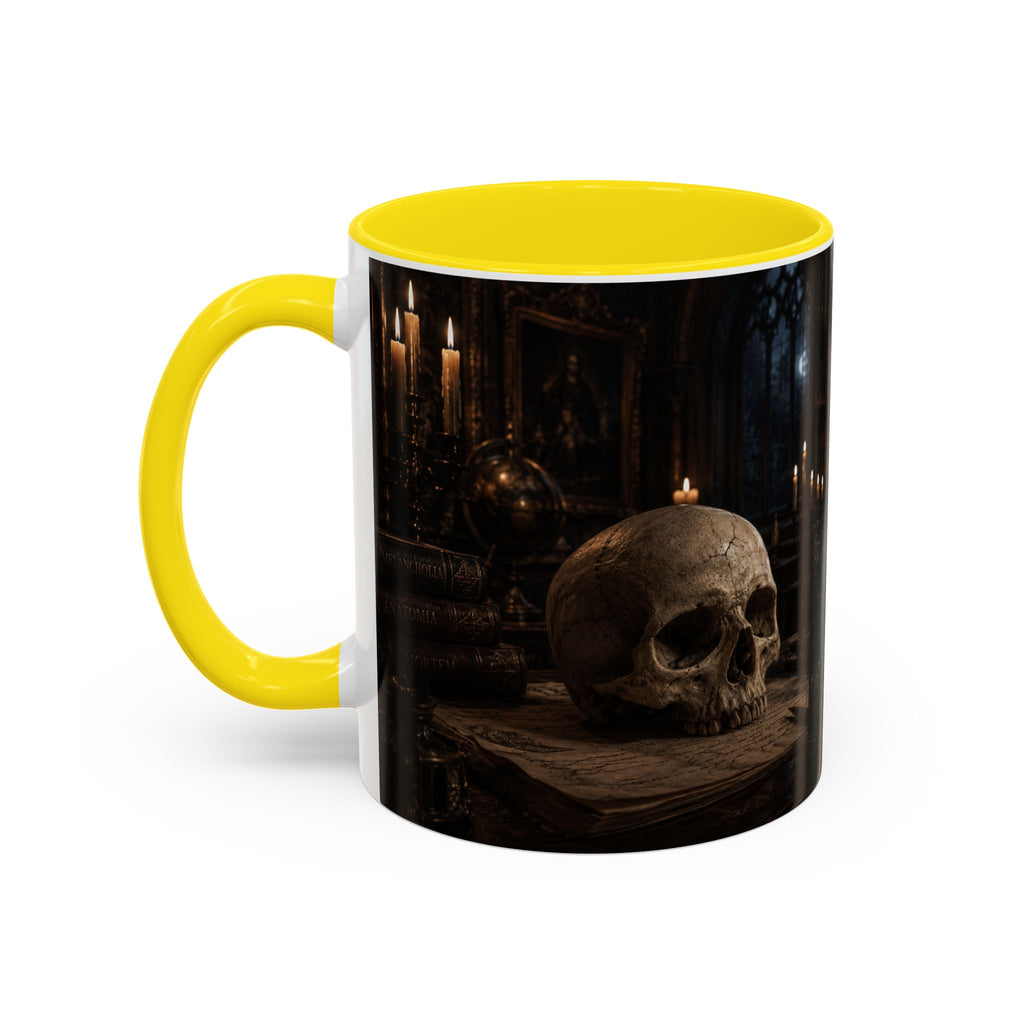 Gothic Skull Coffee Mug — Candlelit Occult Library Accent Mug (11/15oz)