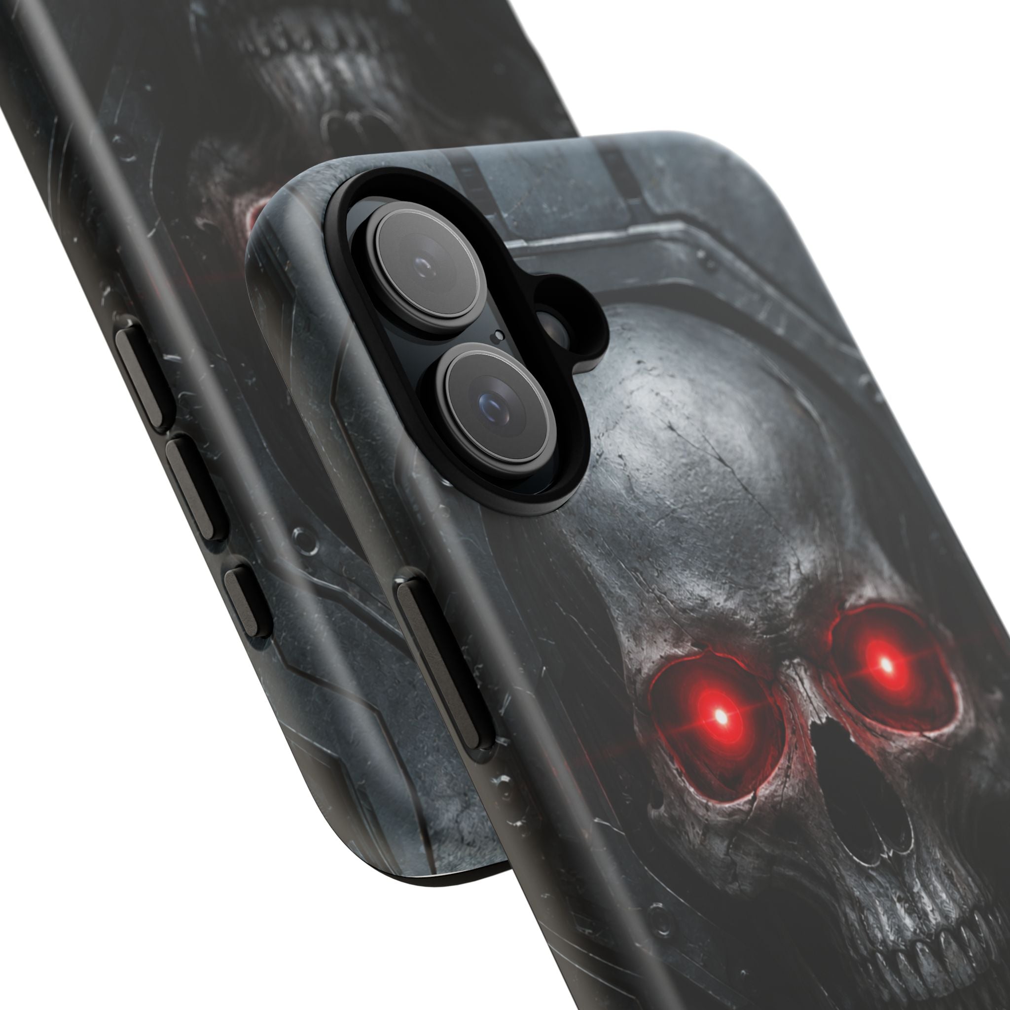 Skull Sentinel Phone Case — Red-Eyed Tactical Skull Protective Case