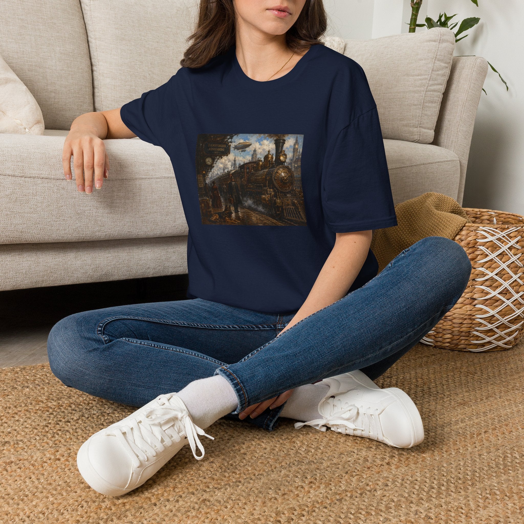 Steampunk Steamtrain T‑Shirt — Vintage Airship & Locomotive Art Tee
