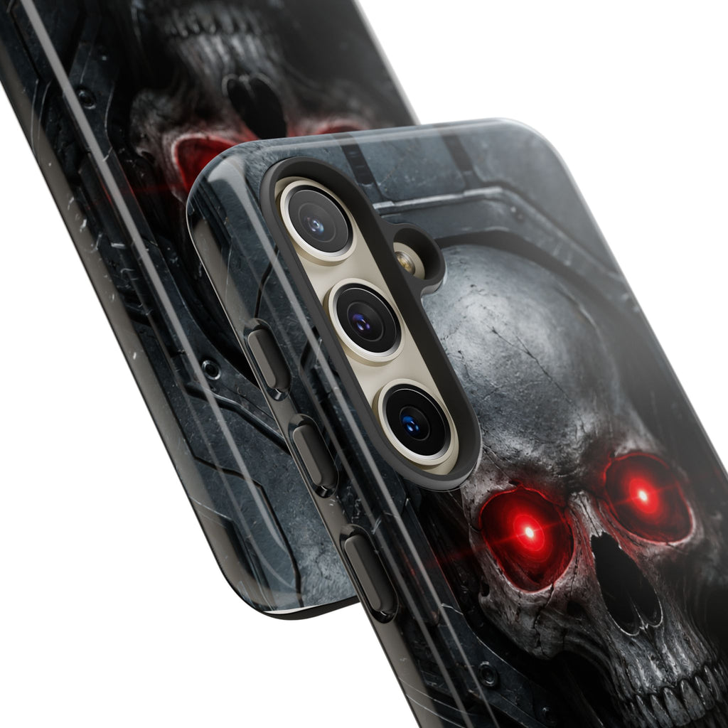 Skull Sentinel Phone Case — Red-Eyed Tactical Skull Protective Case
