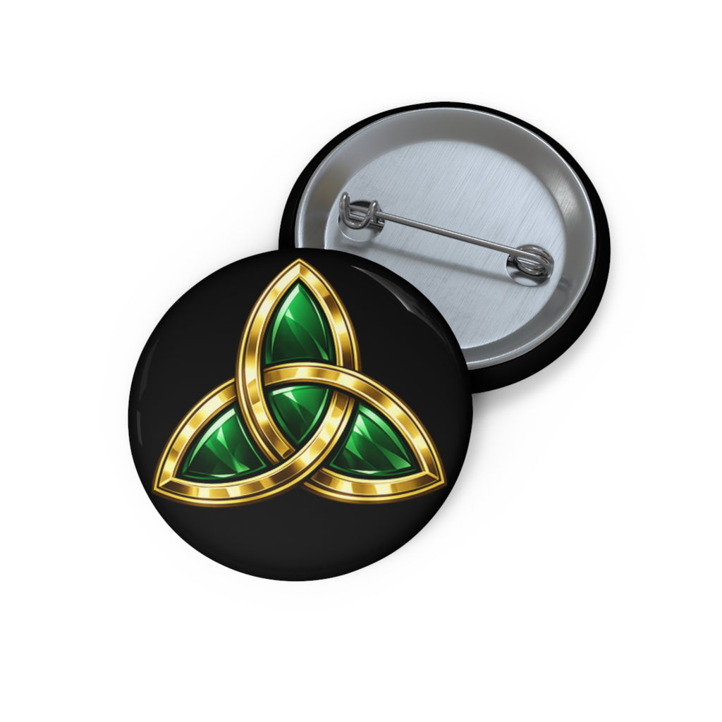 Celtic Trinity Knot Pin Button — Gold & Emerald Enamel Lapel Pin