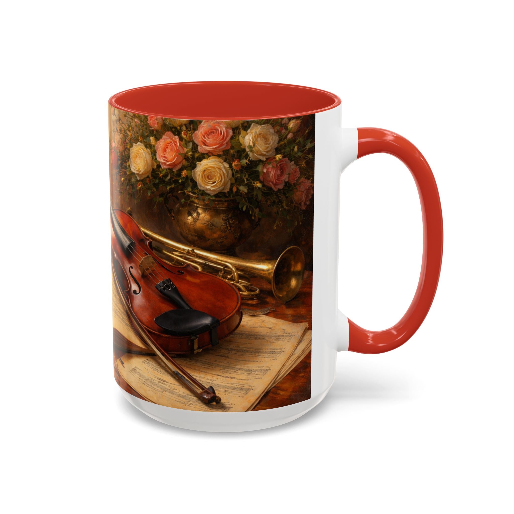 Classical Music Coffee Mug – Classical Music Floral Design (11/15 oz)