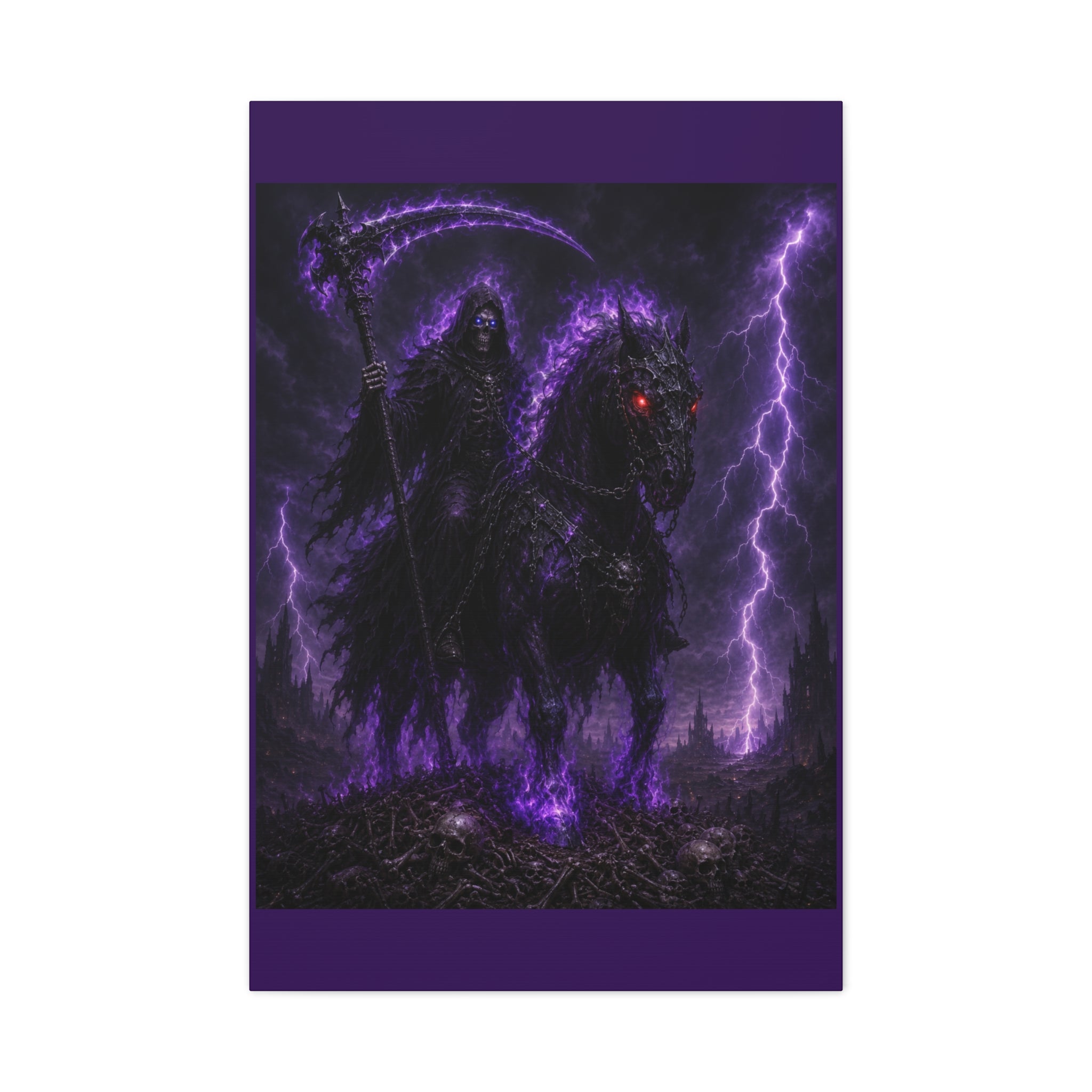 Dark Reaper on Shadow Steed Matte Canvas Print — Gothic Wall Art
