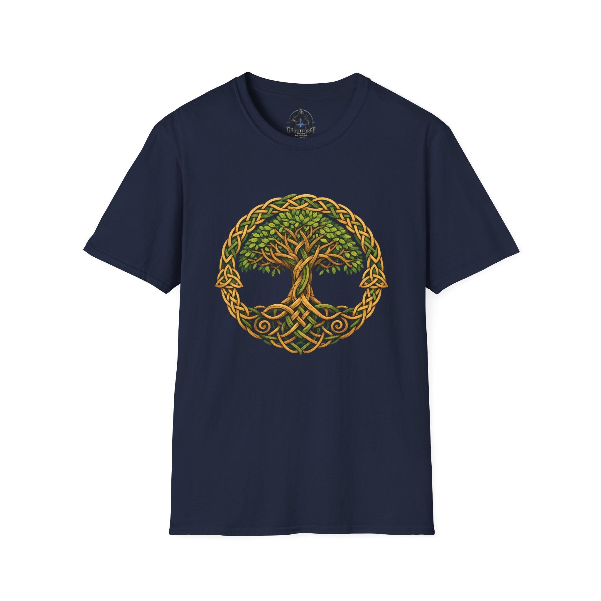 Celtic Tree of Life T-Shirt — Green Knotwork Spiritual Nature Tee