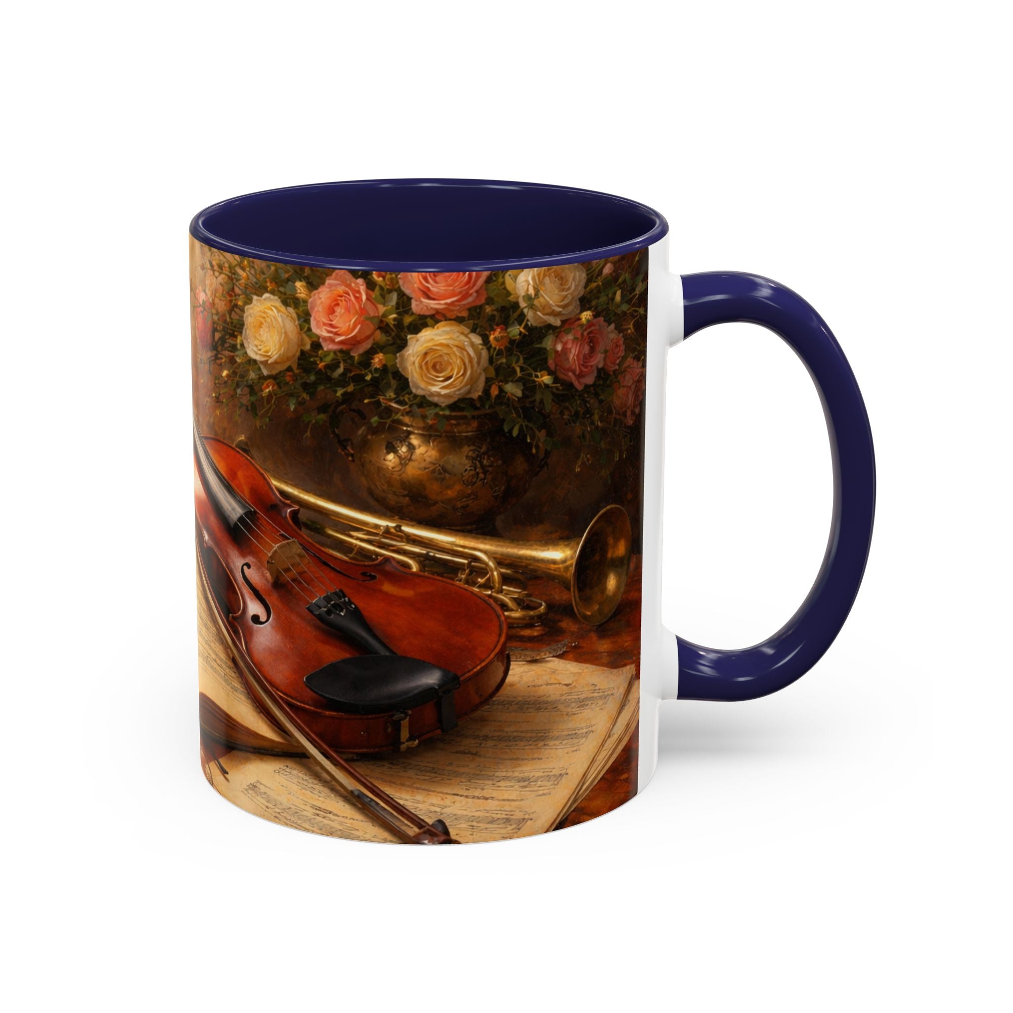 Classical Music Coffee Mug – Classical Music Floral Design (11/15 oz)