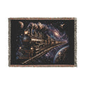 Galaxy Night Train Woven Blanket — Cosmic Steam Engine Throw