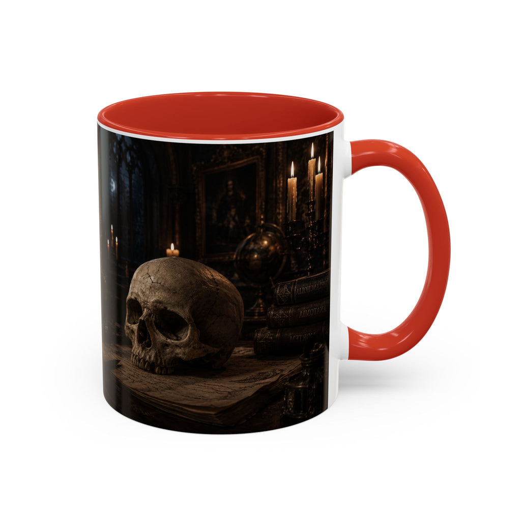 Gothic Skull Coffee Mug — Candlelit Occult Library Accent Mug (11/15oz)