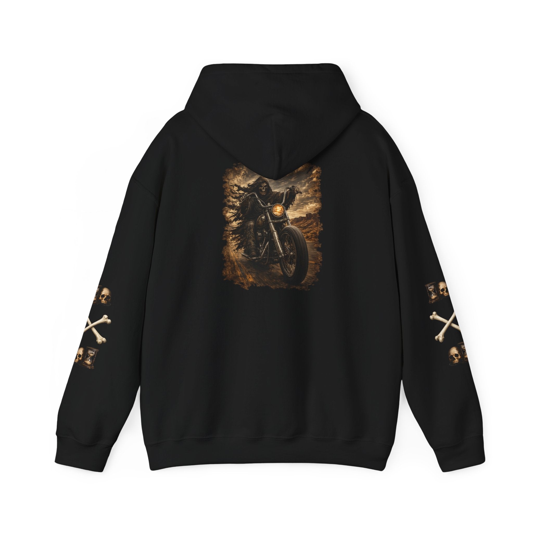 Premium Motorcycle Hoodie - "Time Wasted Is Time Lost" Skull & Crossbones Biker Pullover