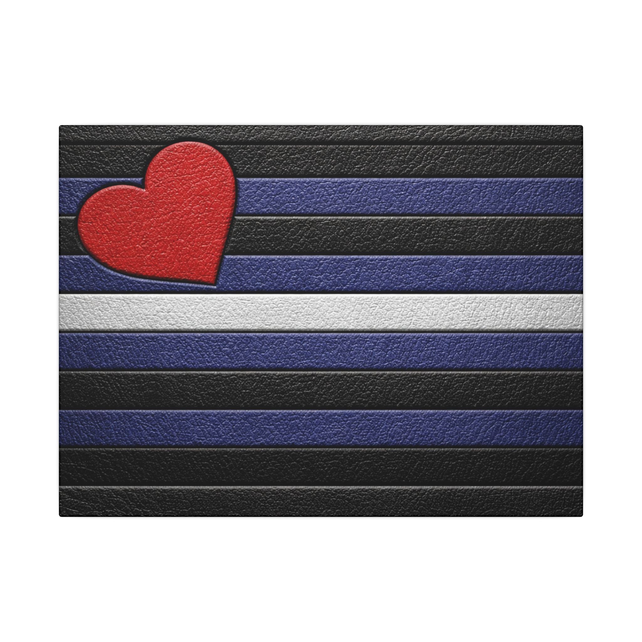 Leather Heart Canvas Wall Art - Matte Stretched Leather Pride Tribute