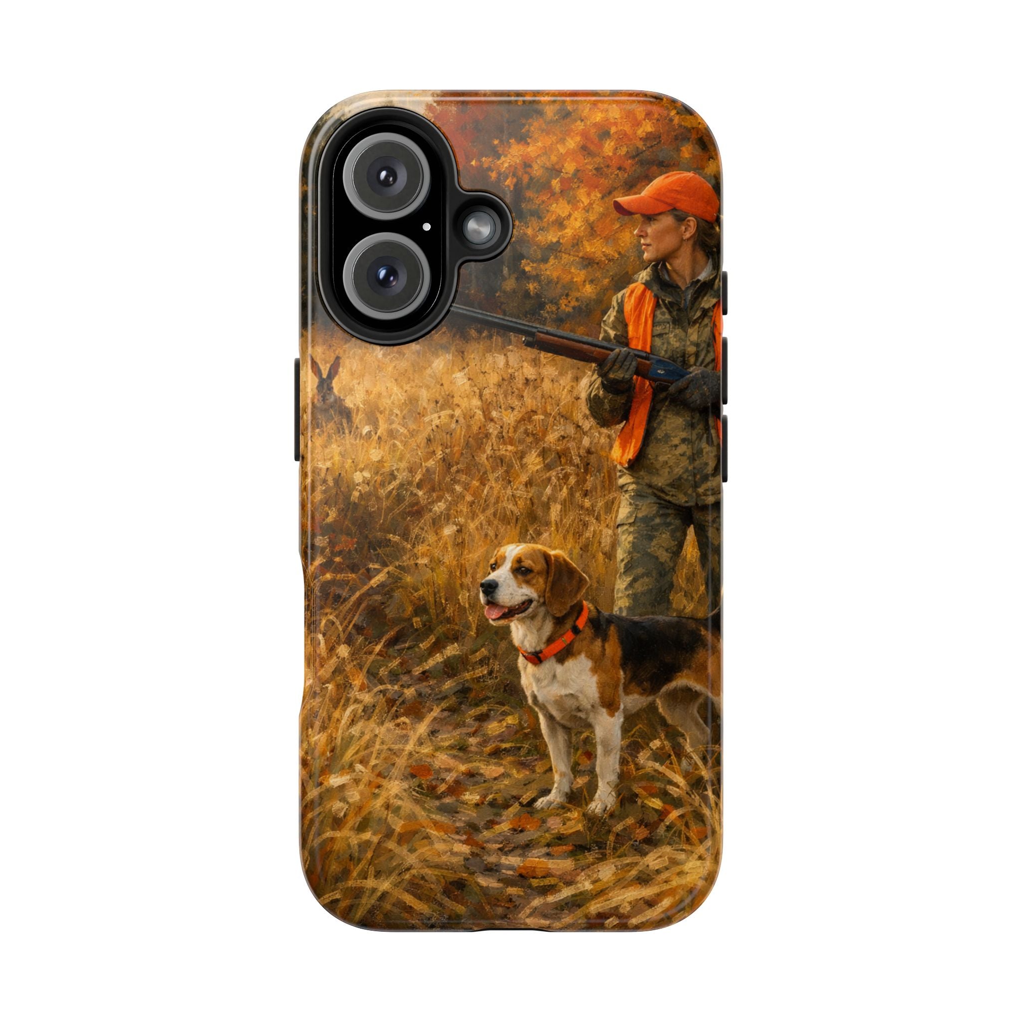 Hunting Scene Tough Phone Case — Hunter & Beagle Autumn Field Protective Cover