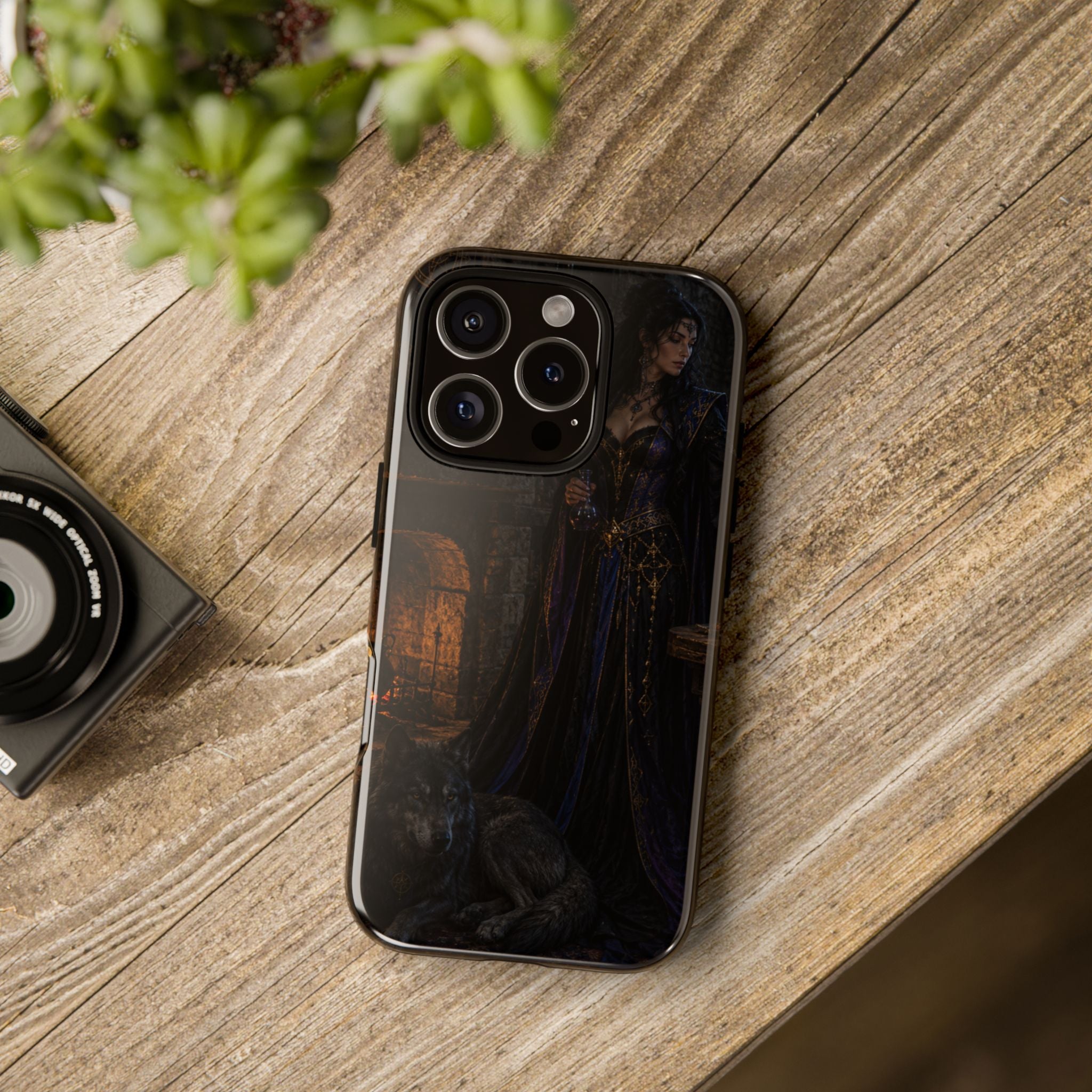 Gothic Witch Phone Case — Dark Fantasy Wolf & Fireplace Tough Case