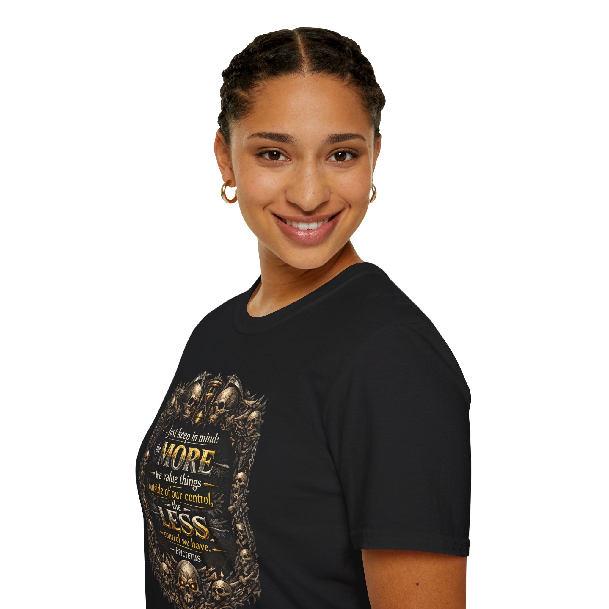 T-Shirt — Gothic Skull Stoic Quote Tee: "Just keep in mind..."