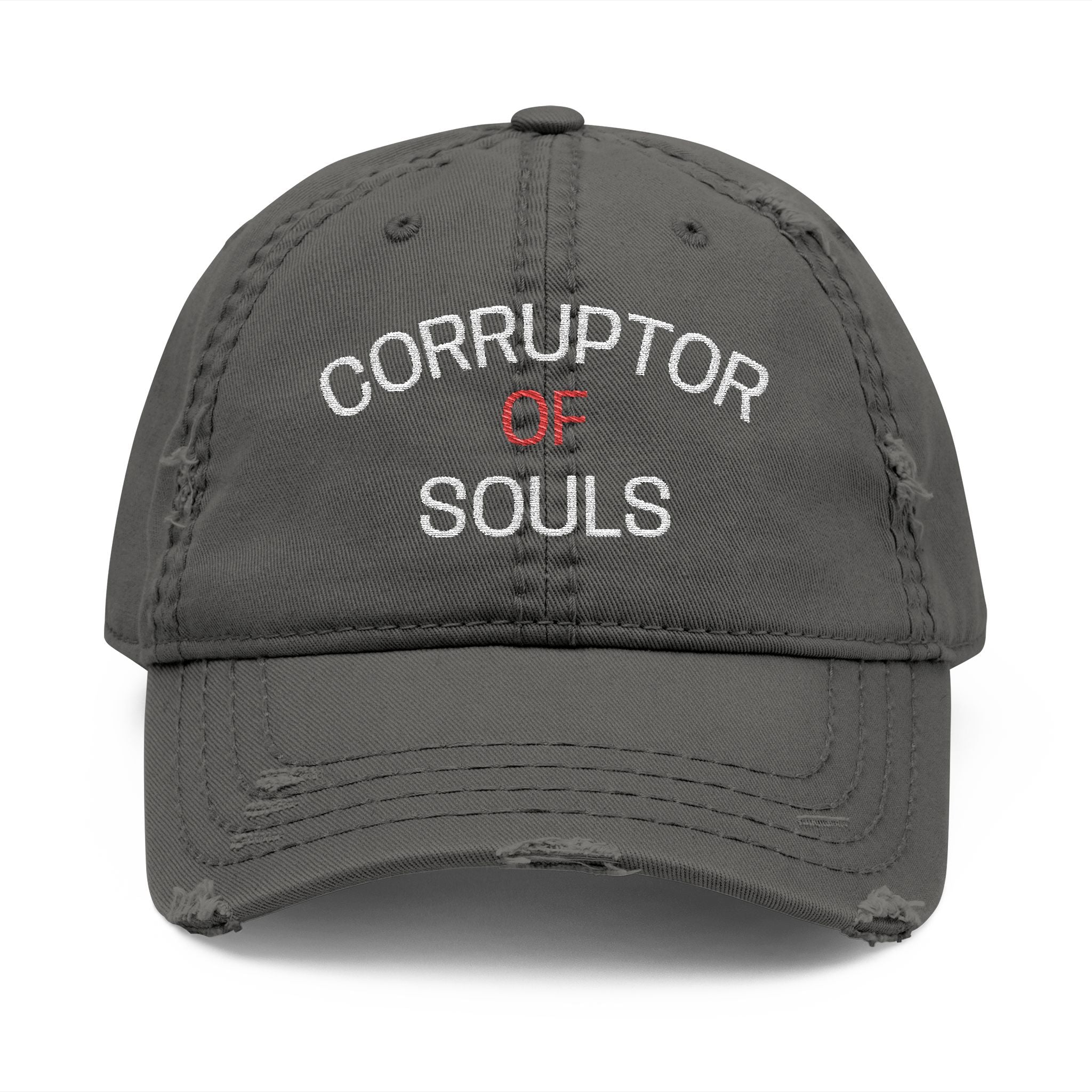 Corruptor of Souls Embroidered Dad Hat — Distressed Gothic Baseball Cap