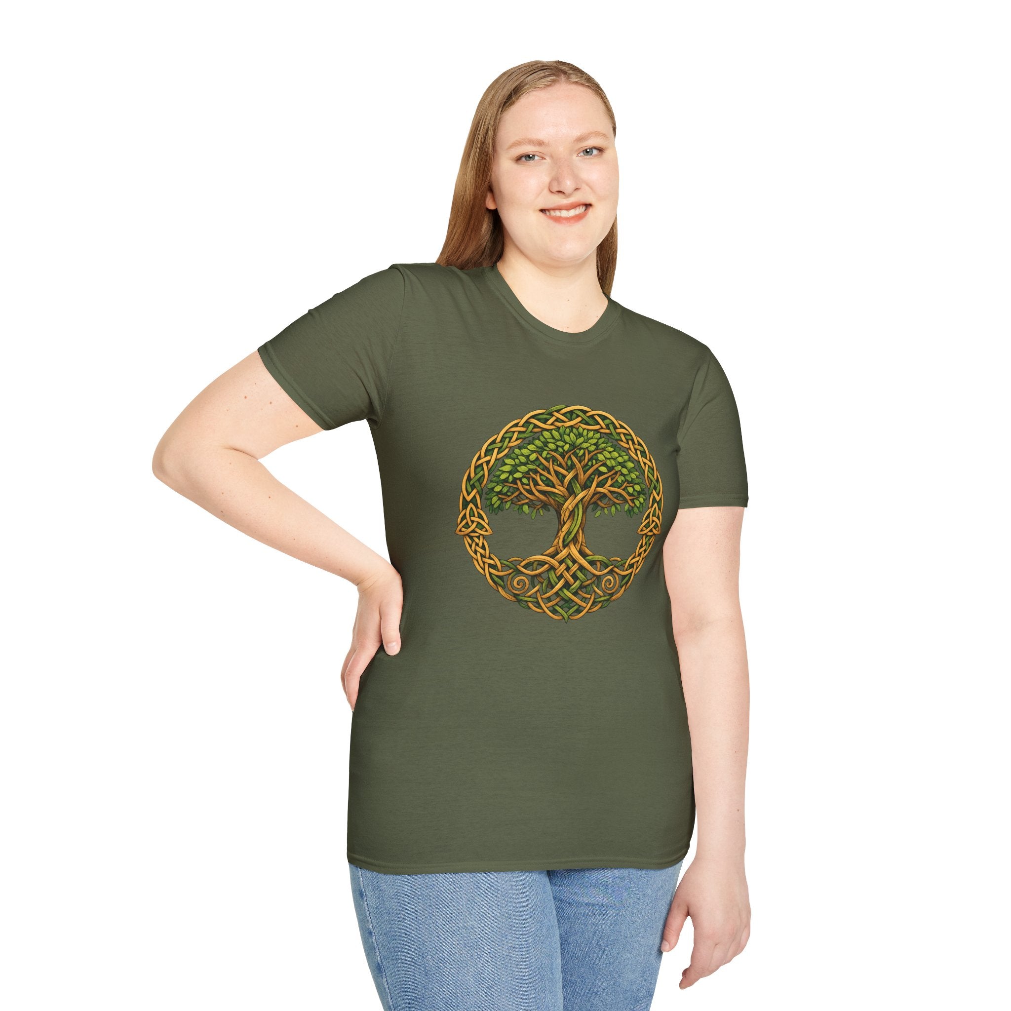 Celtic Tree of Life T-Shirt — Green Knotwork Spiritual Nature Tee