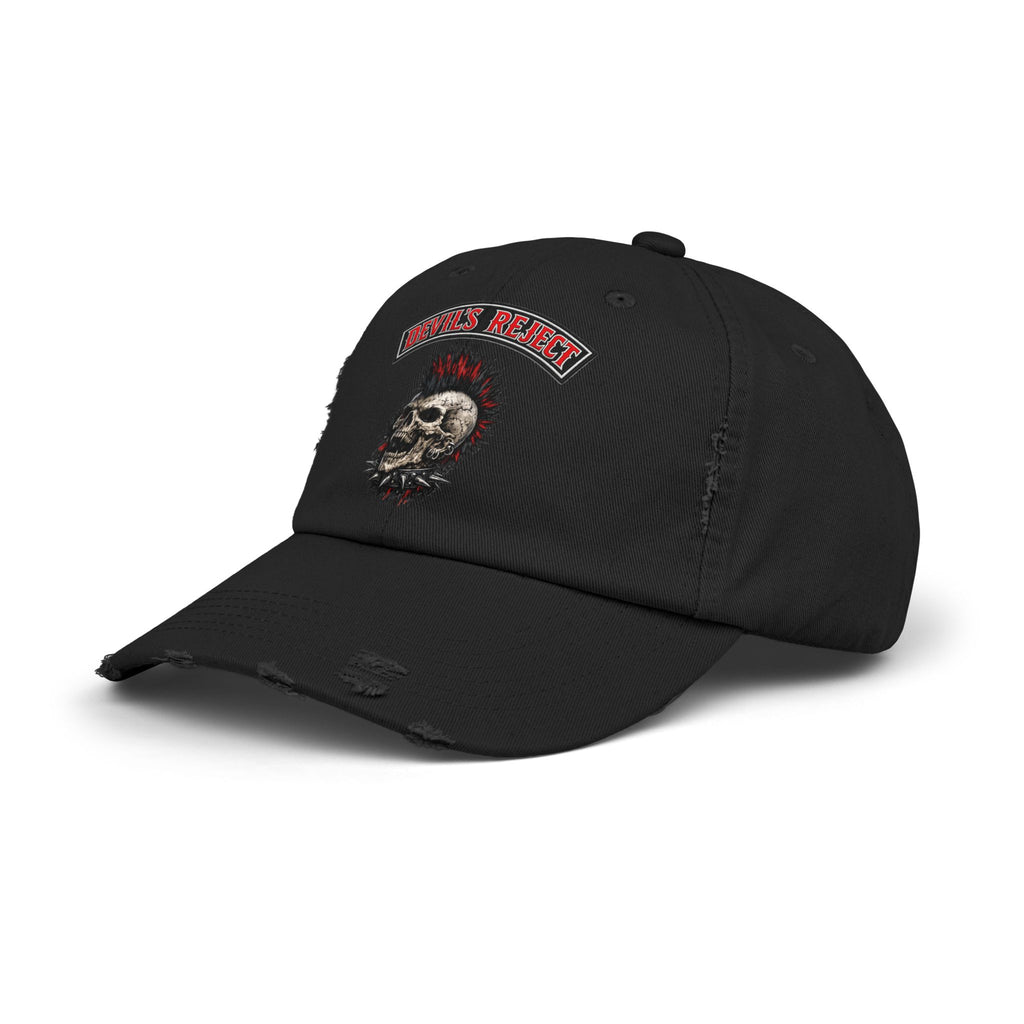 Distressed Skull Cap - "Devil's Reject" Punk Rock Dad Hat