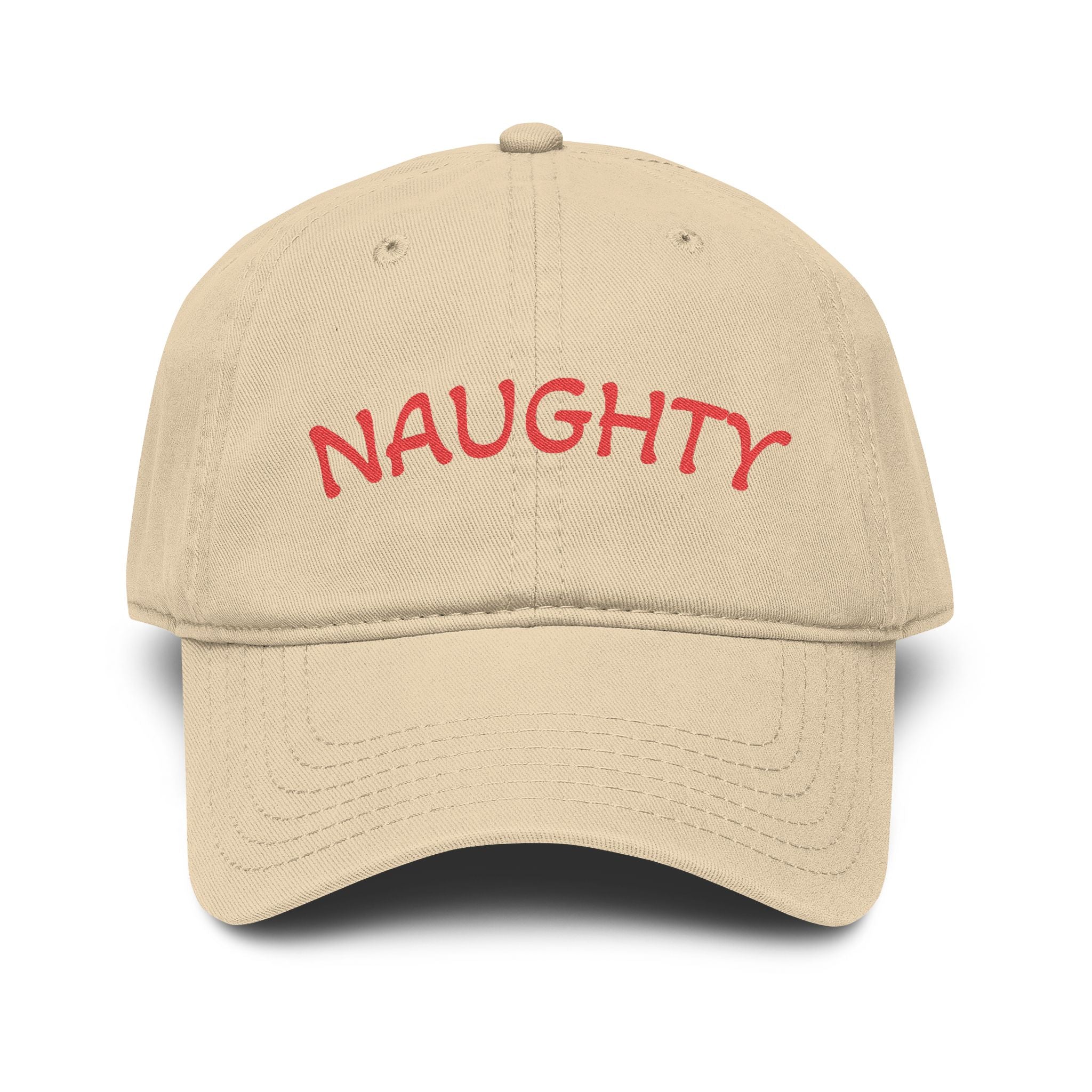 Naughty Embroidered Washed Baseball Cap