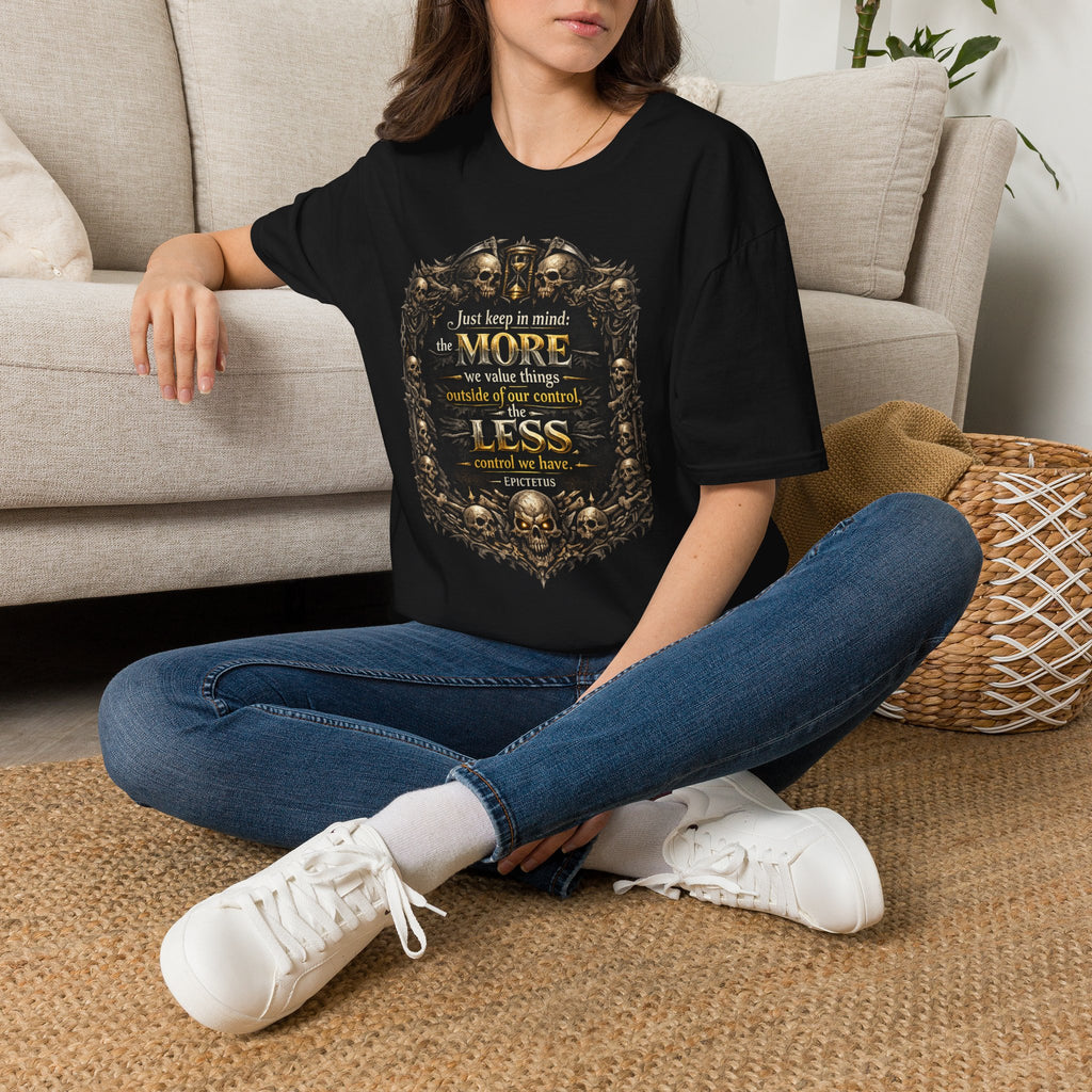 T-Shirt — Gothic Skull Stoic Quote Tee: "Just keep in mind..."
