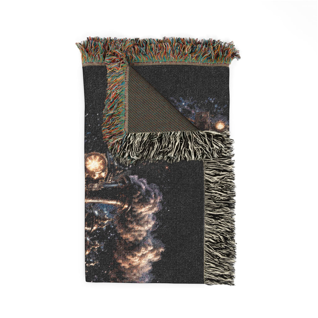 Galaxy Night Train Woven Blanket — Cosmic Steam Engine Throw